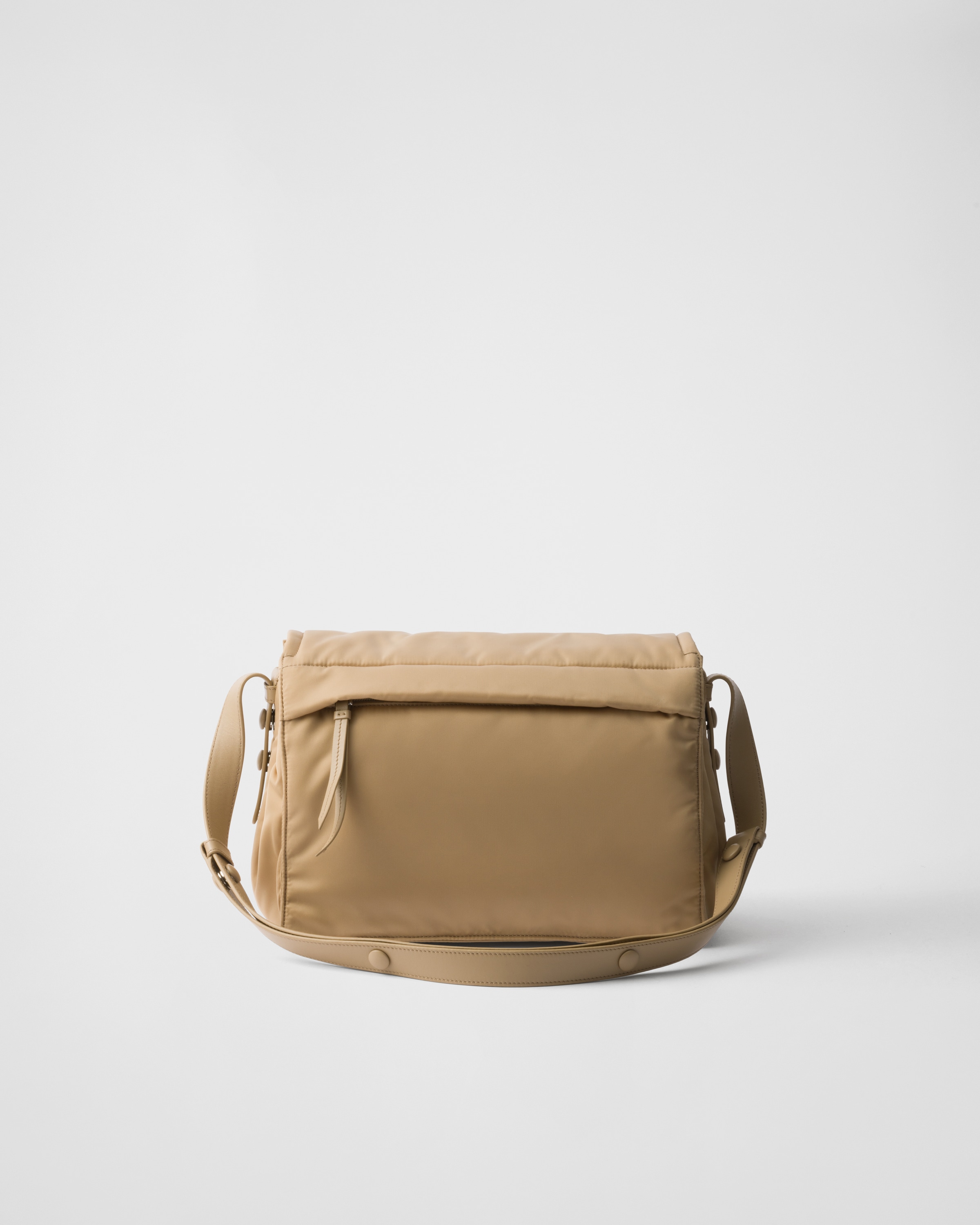 Prada Medium Padded Re-nylon Shoulder Bag In Camel Brown