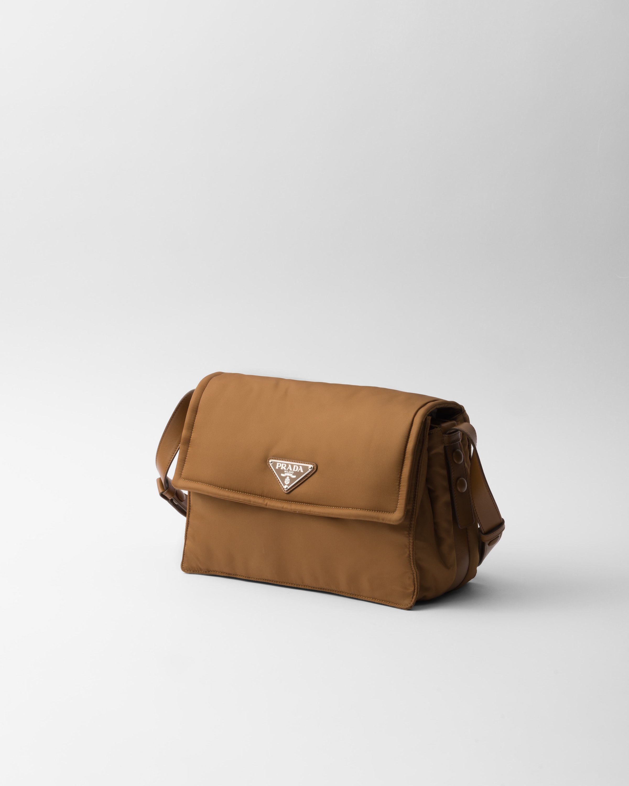 Prada Medium Padded Re-nylon Shoulder Bag In Brandy