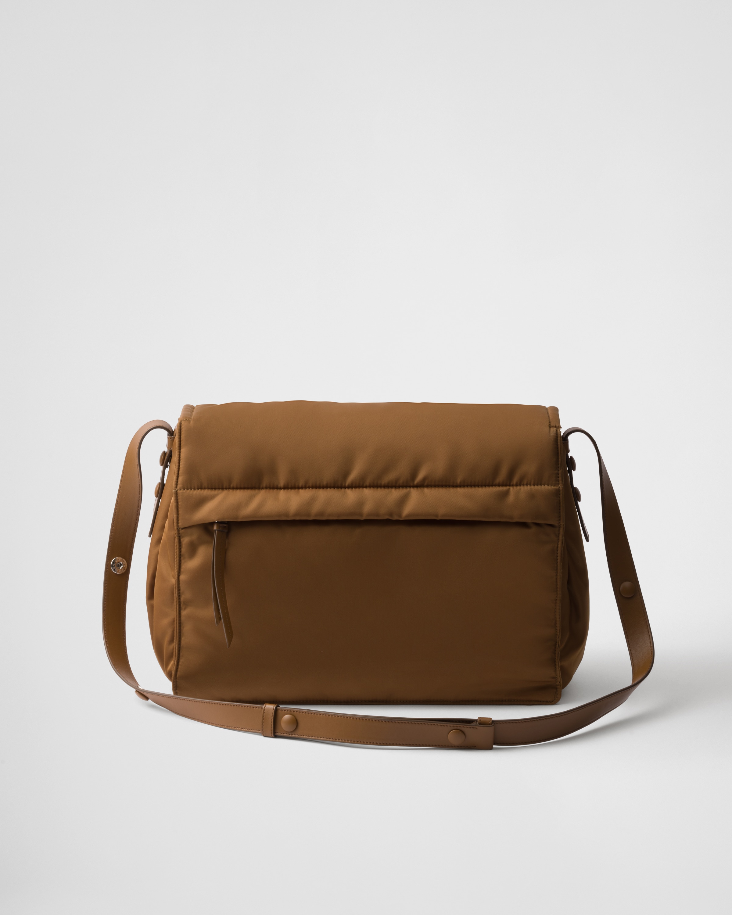 Prada Traveller Re-nylon Large Padded Shoulder Bag In Brandy