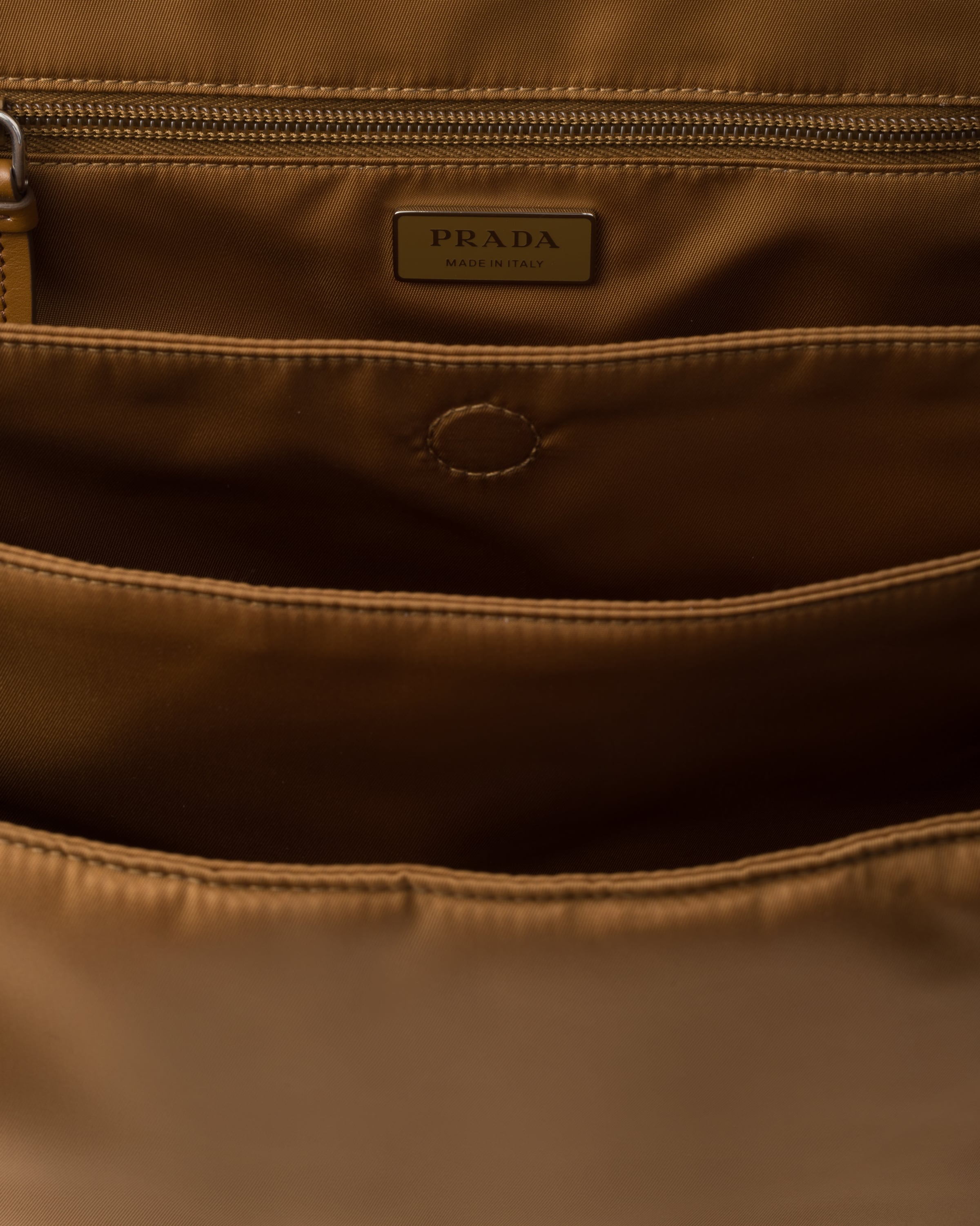 Prada Traveller Re-nylon Large Padded Shoulder Bag In Brandy