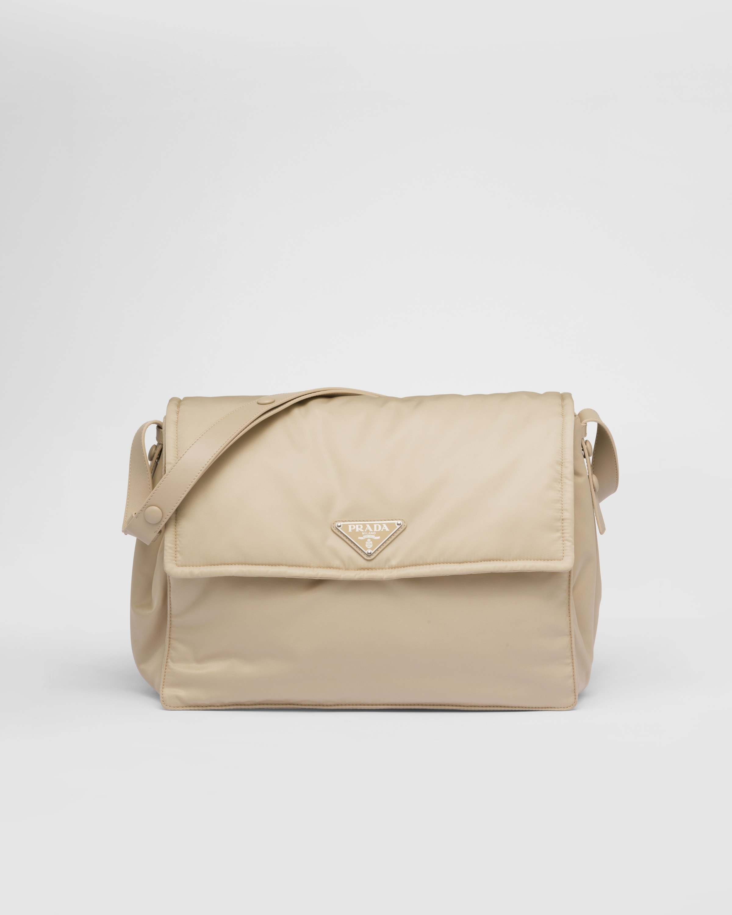 Desert Beige Re-nylon Large Padded Shoulder Bag