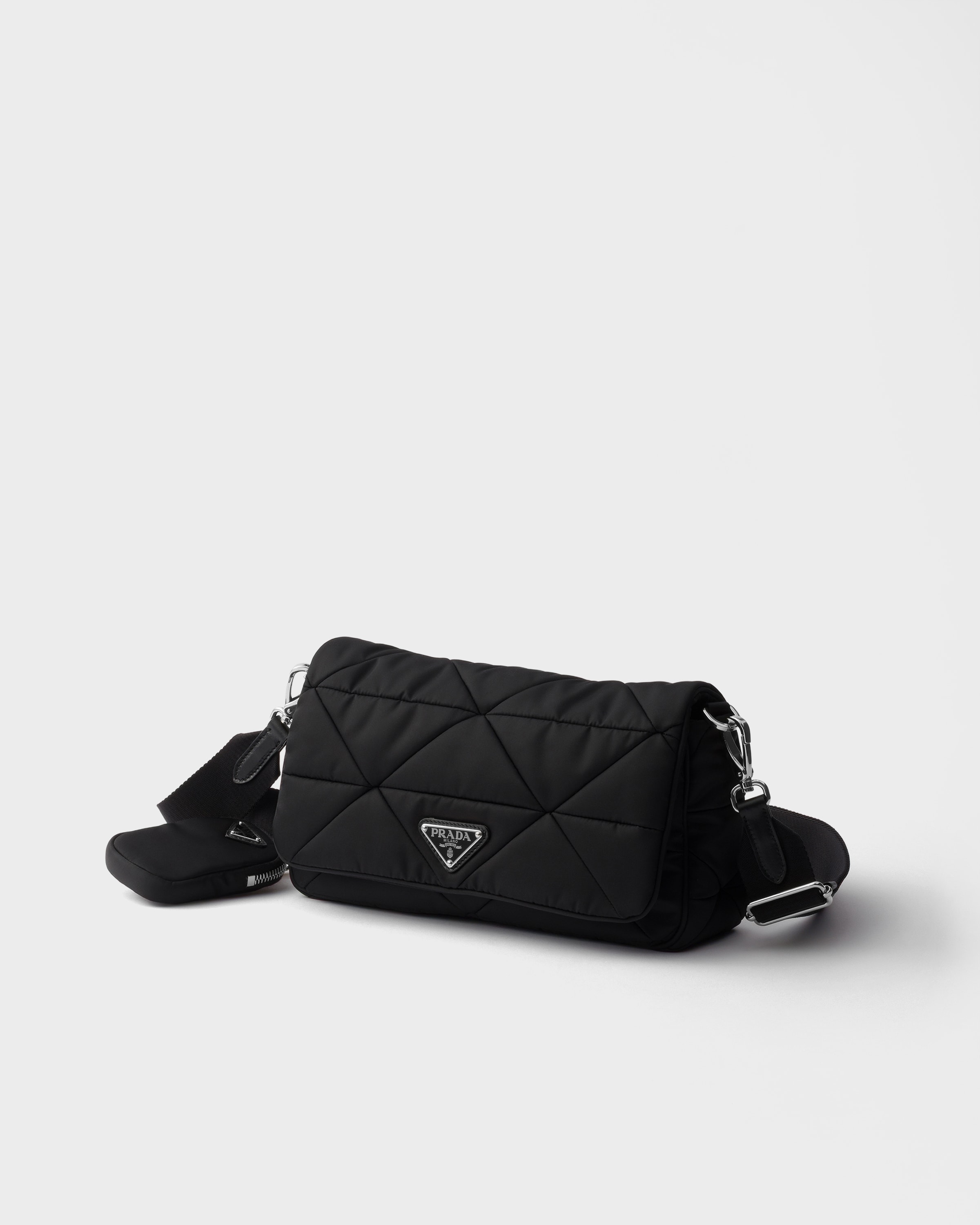 Prada Padded Re-nylon Shoulder Bag In Black