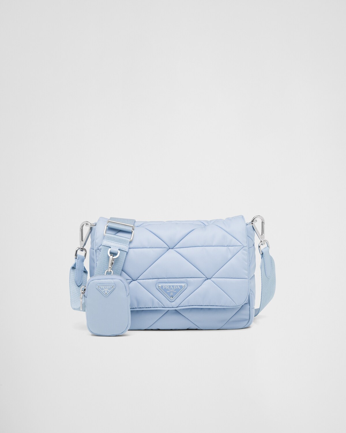 Light Blue Renylon Padded Shoulder Bag PRADA