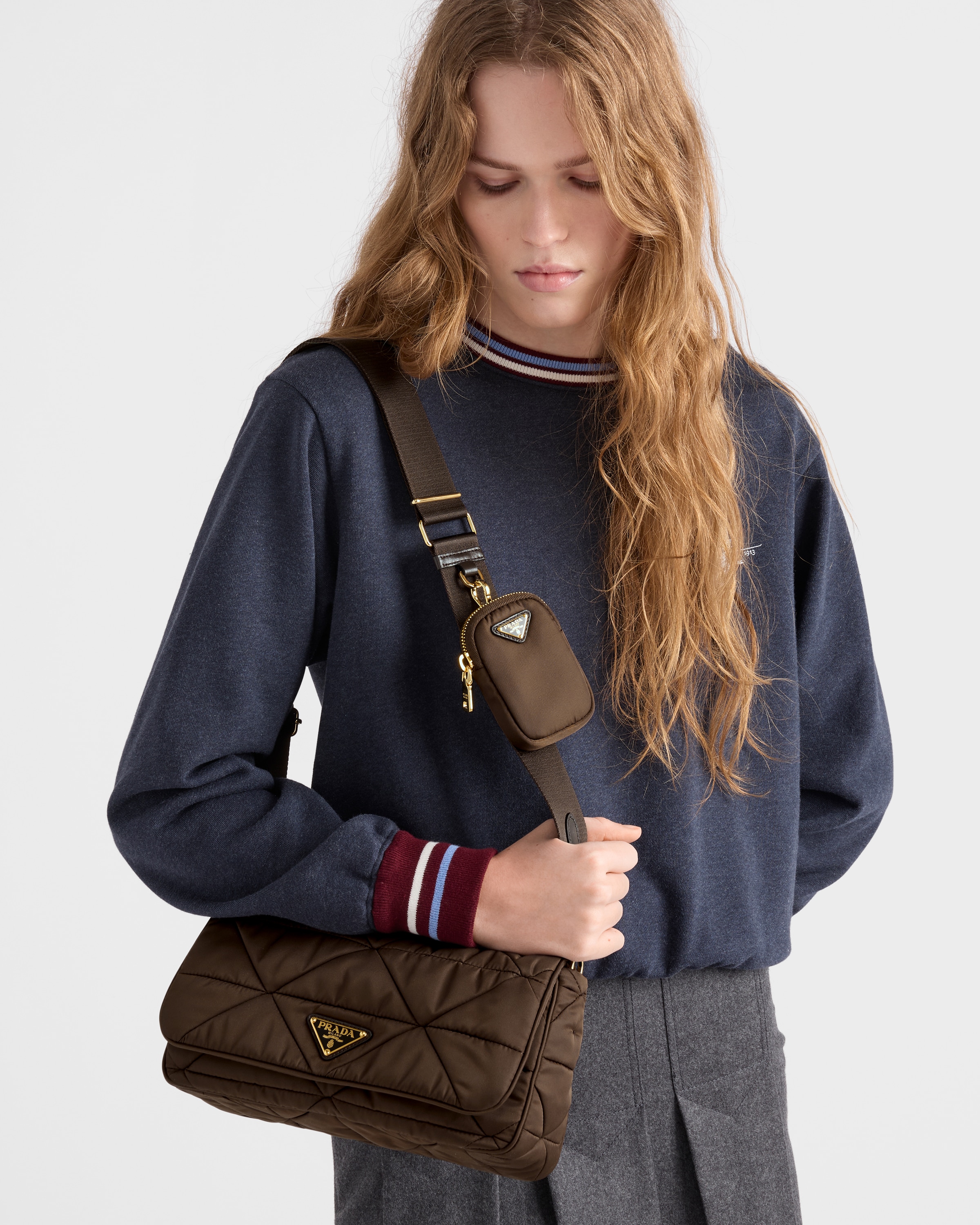 Burnt Brown Padded Re-nylon Shoulder Bag | PRADA - United States