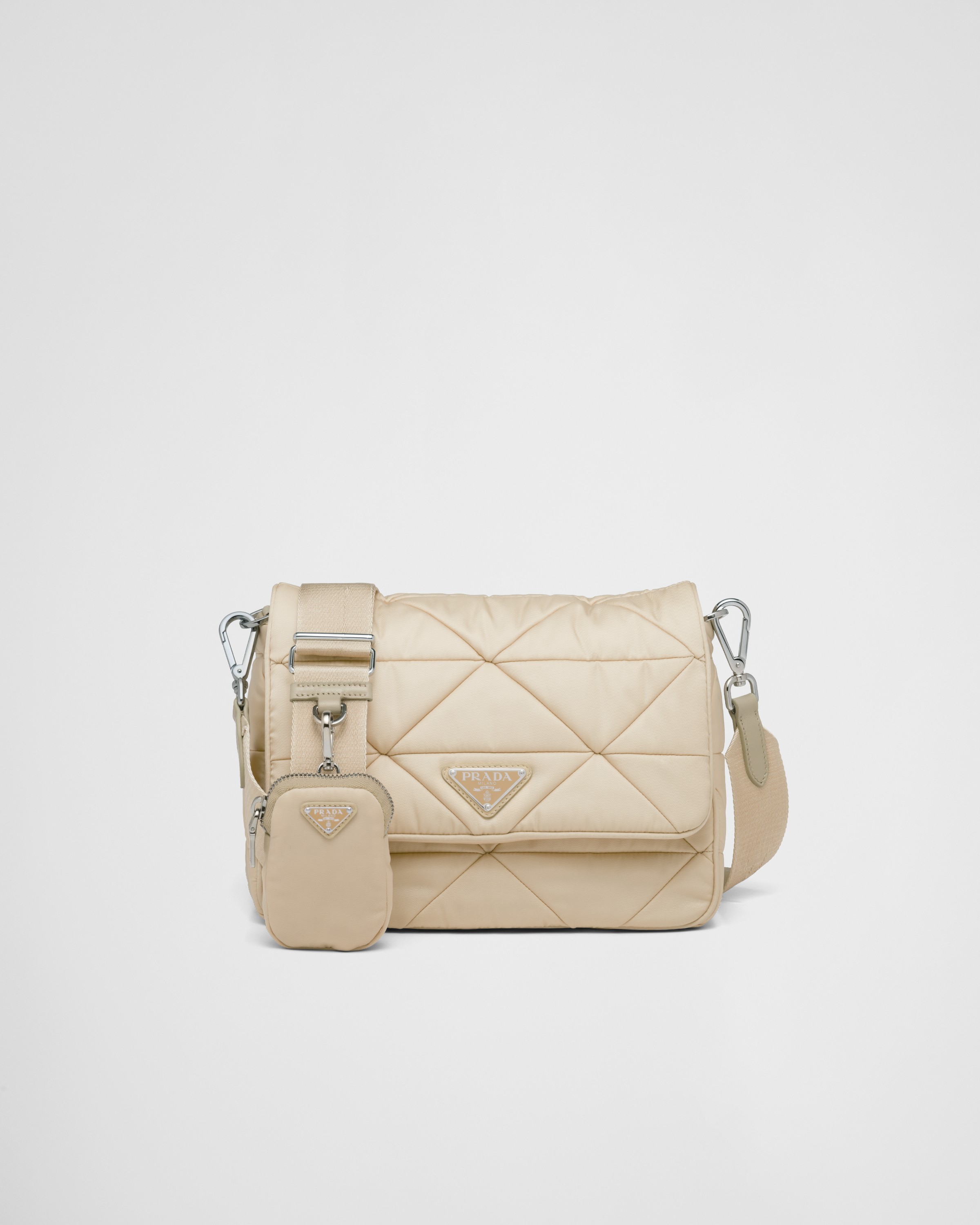 Desert Beige Padded Re nylon Shoulder Bag PRADA
