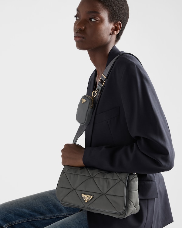 Padded Re-Nylon shoulder bag - Mercury Padded Re-Nylon shoulder bag - Mercury