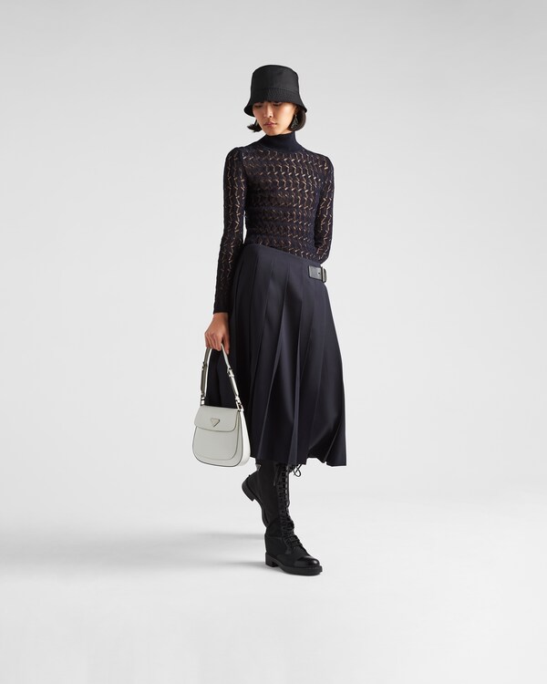 Prada Cleo medium brushed leather shoulder bag - White Prada Cleo medium brushed leather shoulder bag - White