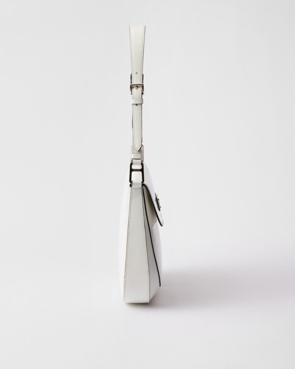 Prada Cleo medium brushed leather shoulder bag - White Prada Cleo medium brushed leather shoulder bag - White