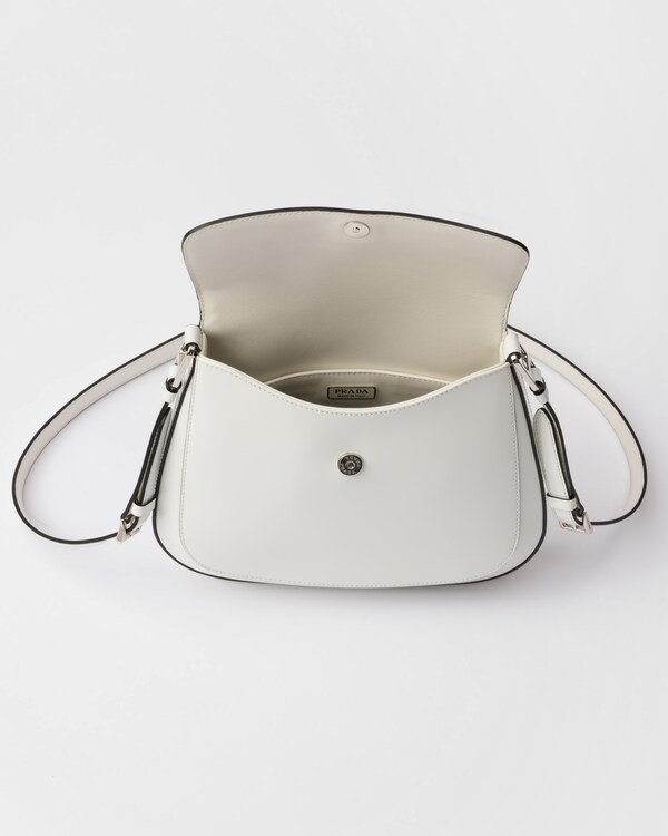 Prada Cleo medium brushed leather shoulder bag - White Prada Cleo medium brushed leather shoulder bag - White