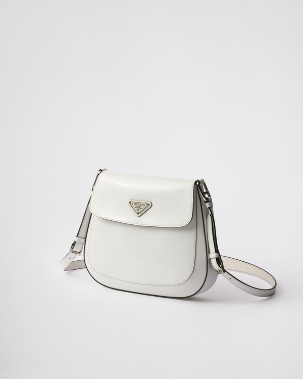 Prada Cleo medium brushed leather shoulder bag - White Prada Cleo medium brushed leather shoulder bag - White