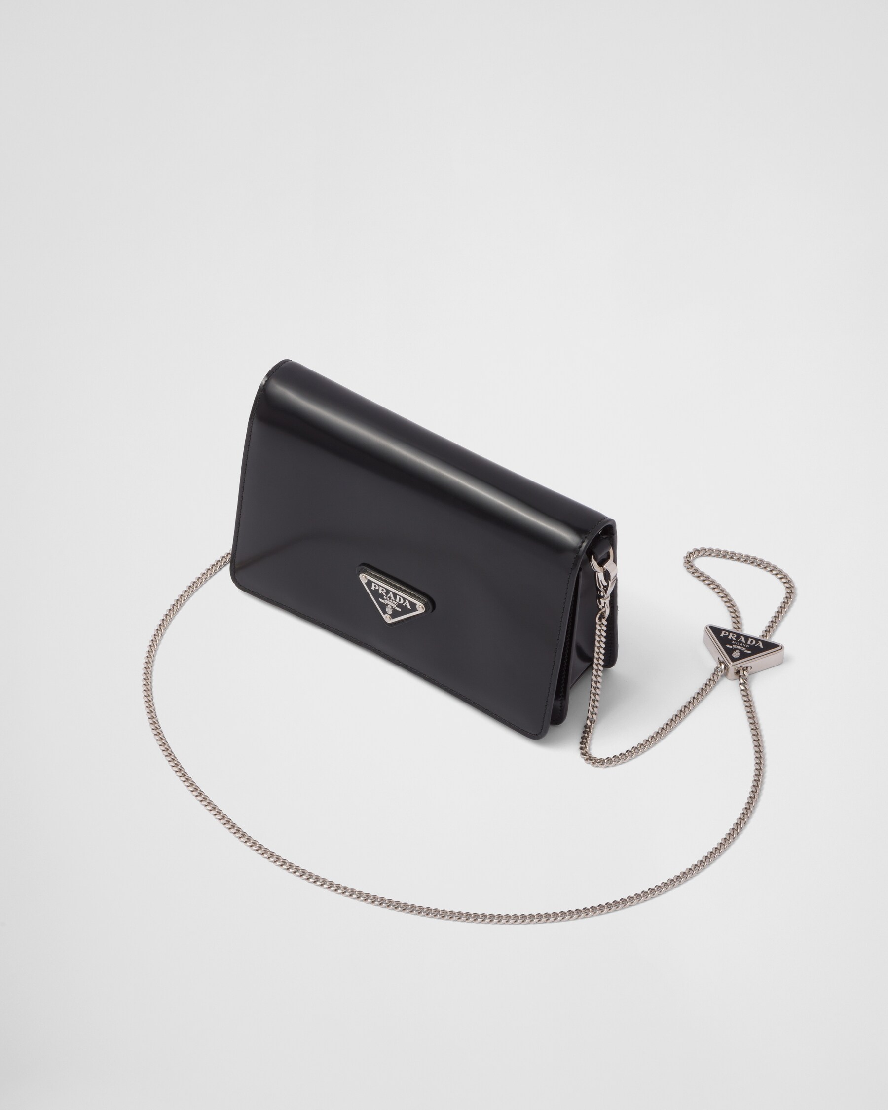 Black Brushed Leather Shoulder Bag PRADA