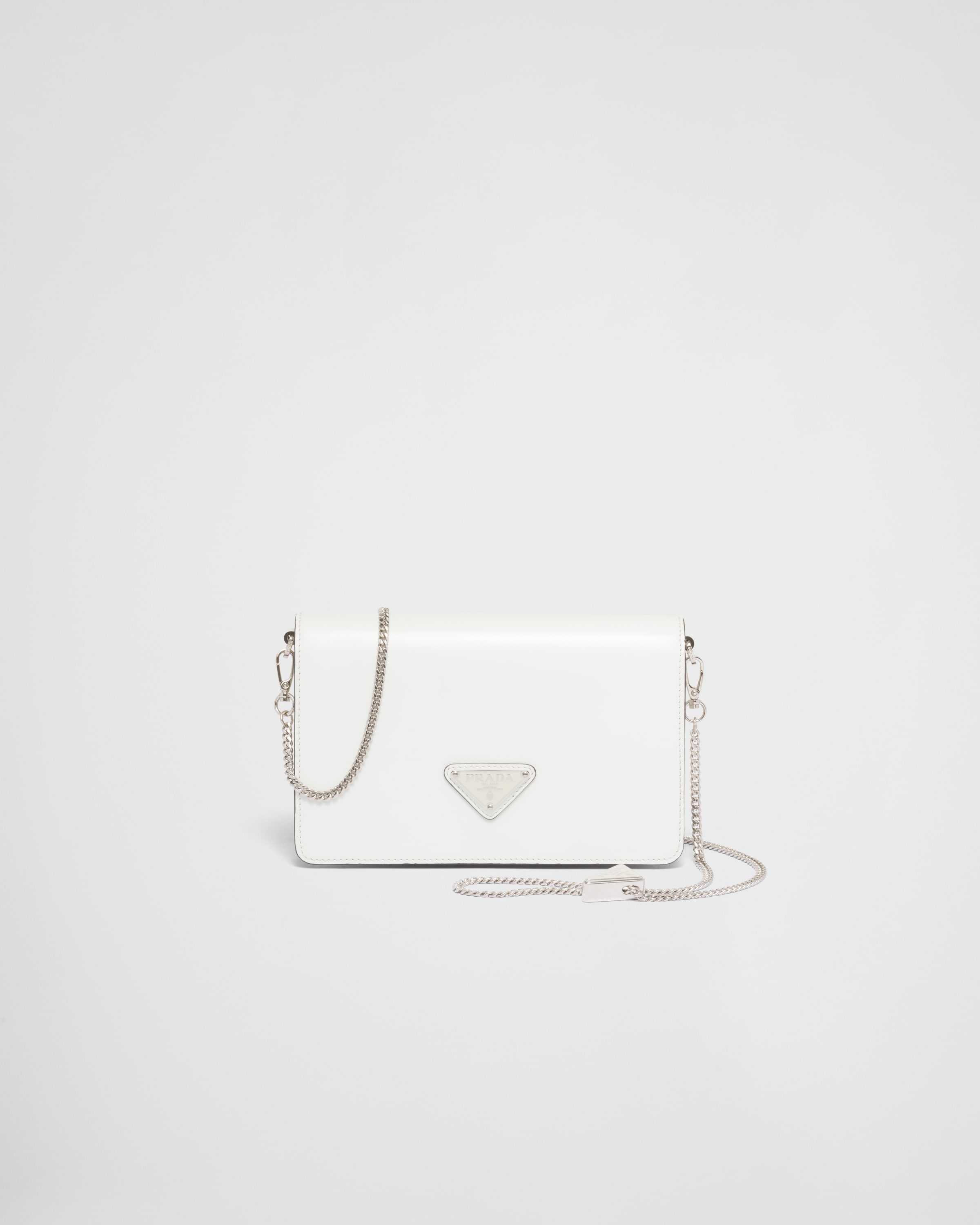 White Brushed Leather Shoulder Bag PRADA