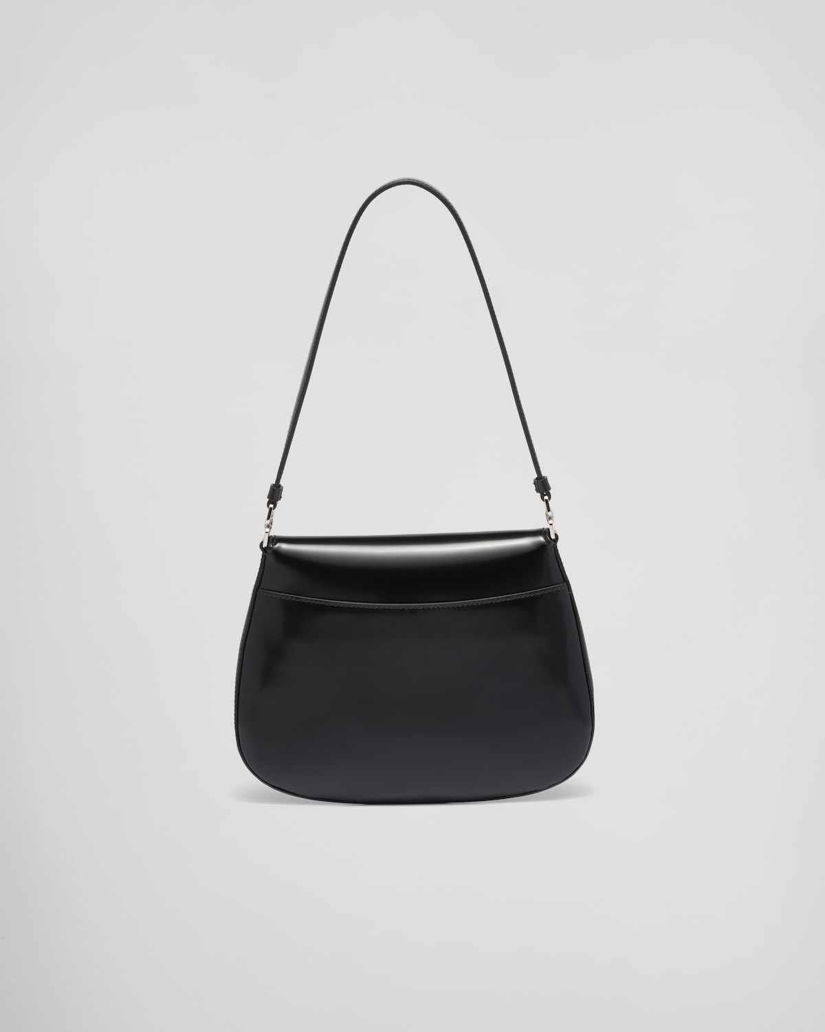Black Prada Cleo Brushed Leather Shoulder Bag With Flap PRADA