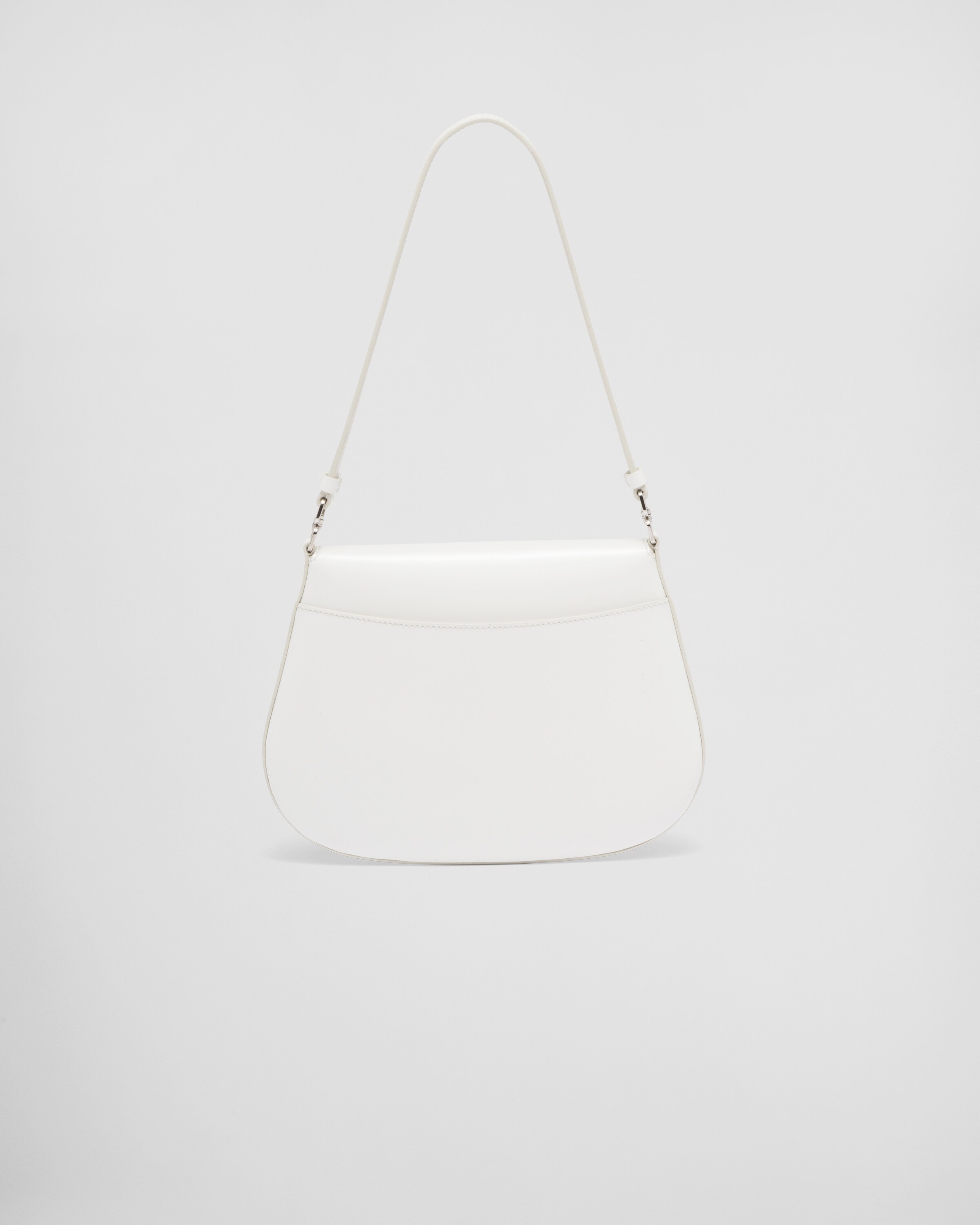 White Prada Cleo brushed leather shoulder bag with flap Prada