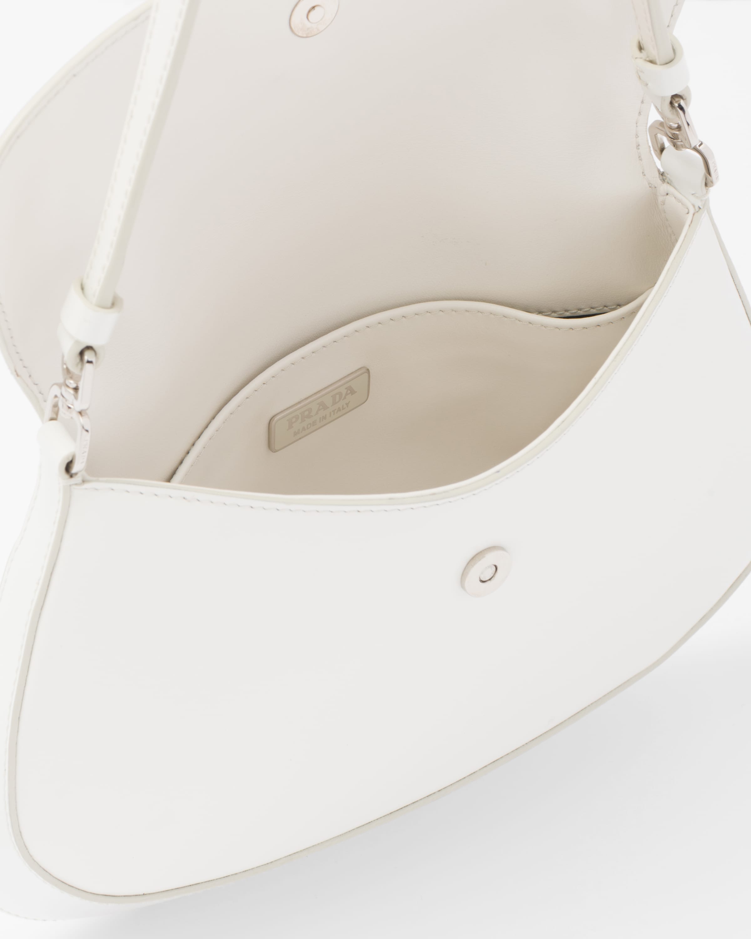 White Prada Cleo brushed leather shoulder bag with flap | Prada