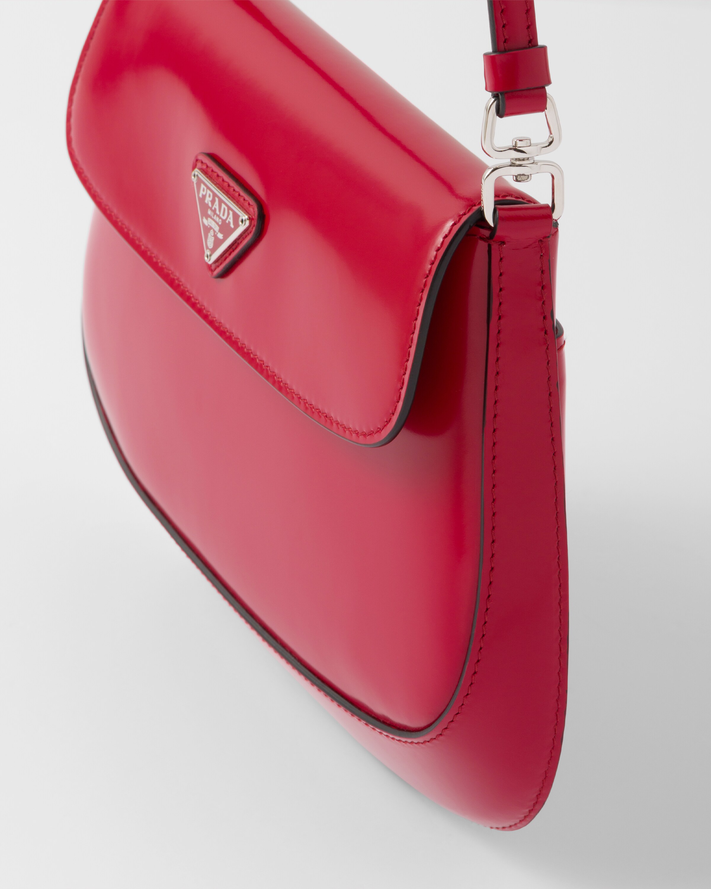 Scarlet Prada Cleo brushed leather shoulder bag with flap Prada