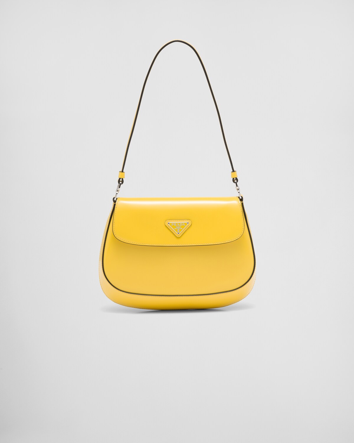 กระเป๋า Prada Cleo Brushed Leather Shoulder Bag With Flap เหลืองสดใส