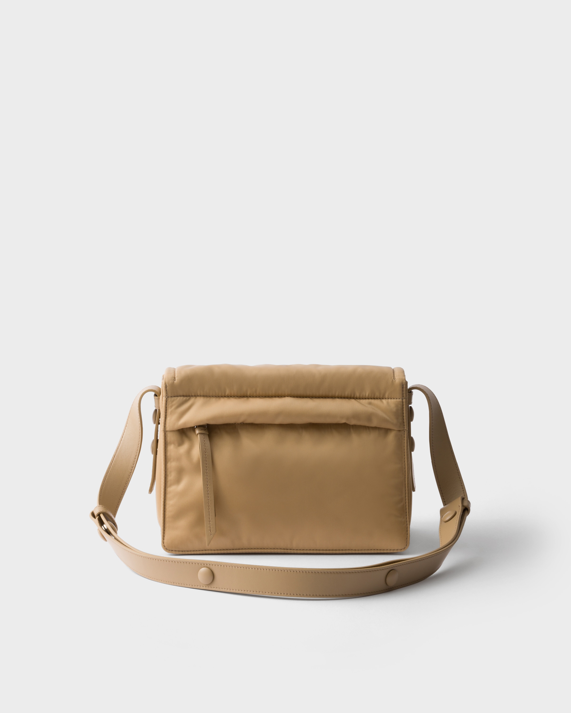 Prada Small Padded Re-nylon Shoulder Bag In Camel Brown