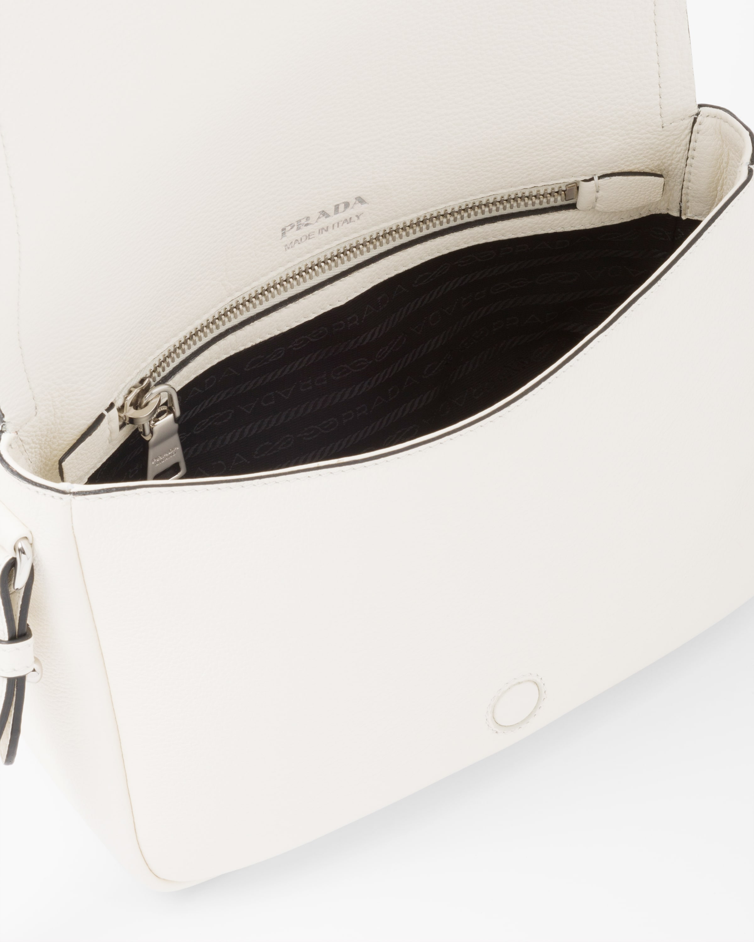 Prada - Flou White Leather Top Zip Camera Bag