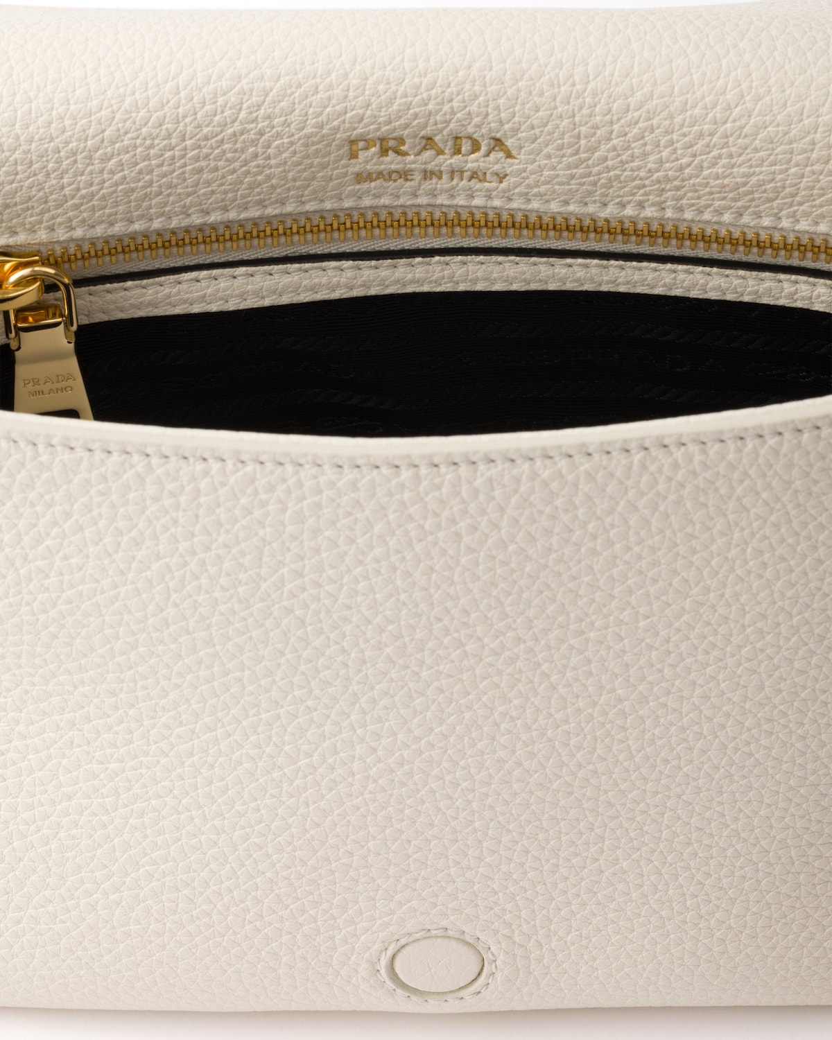 Prada White Calf Leather Bos Taurus Shoulder Bag