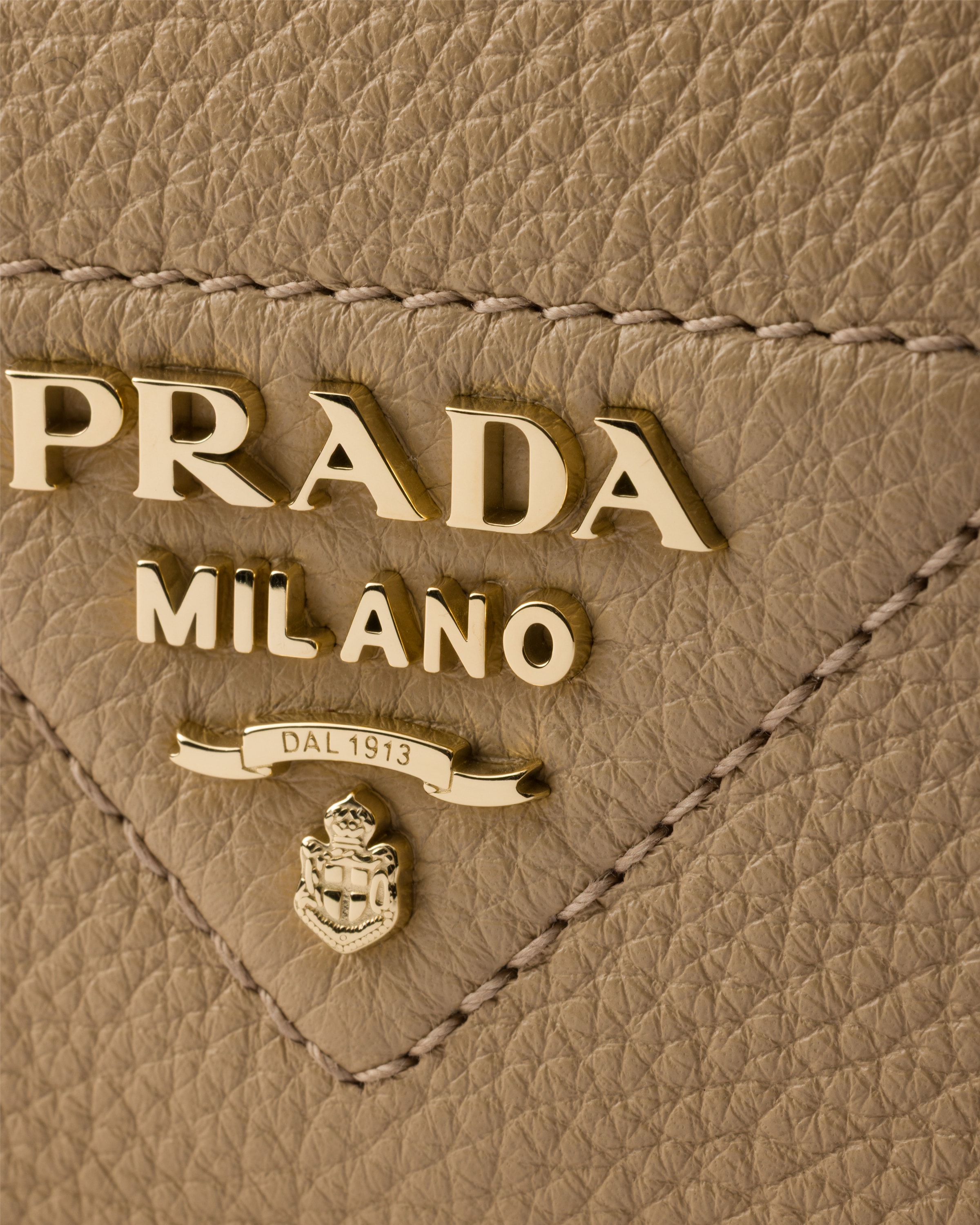 Beige Sable Leather Shoulder Bag | PRADA - United States