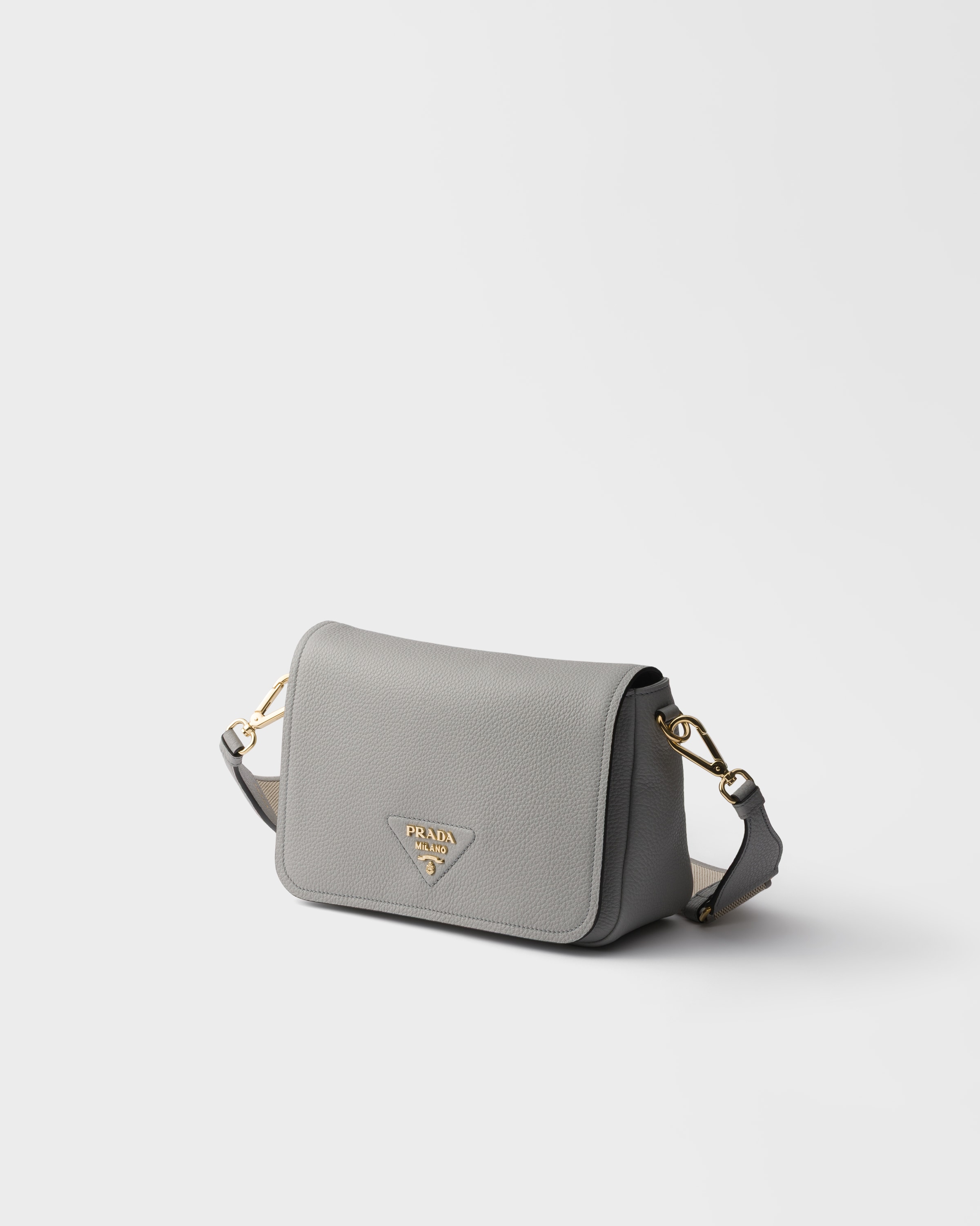 Granite Gray Leather Shoulder Bag | PRADA