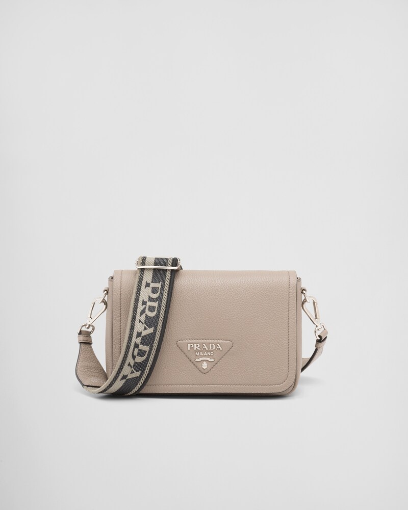 Clay Grey Leather Shoulder Bag PRADA