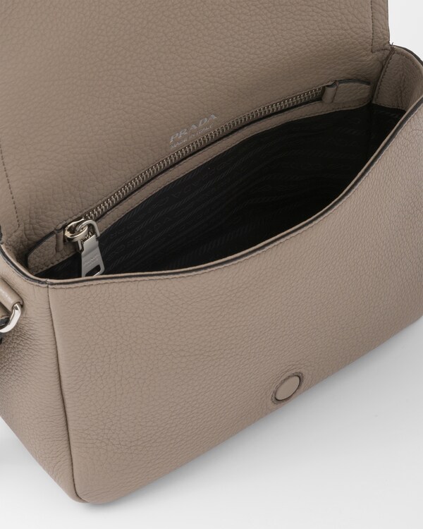 Clay Grey Leather Shoulder Bag PRADA
