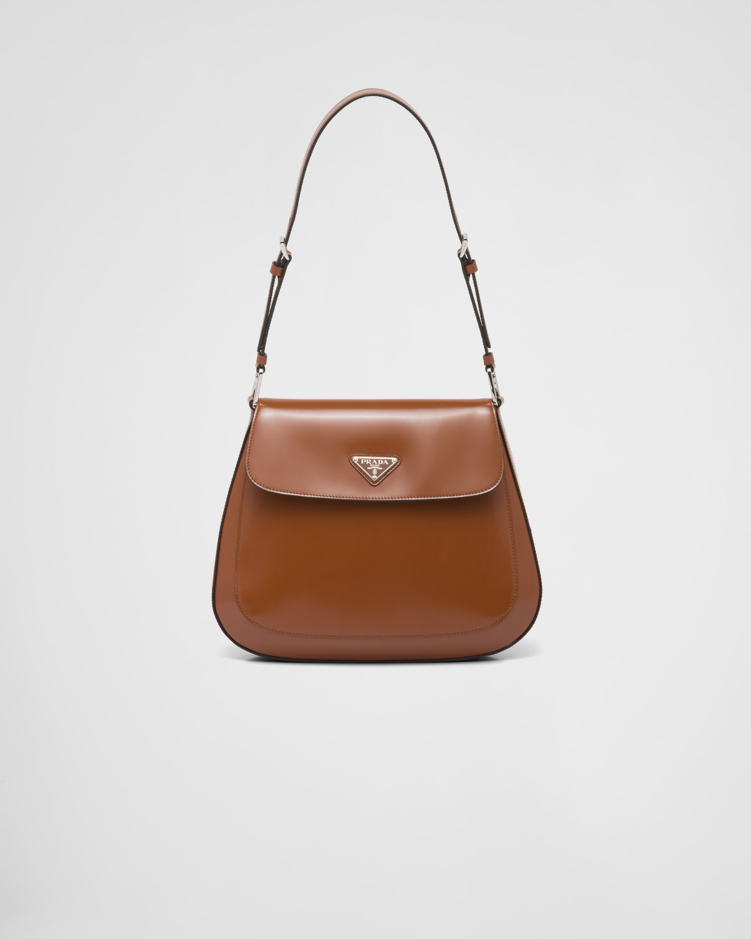 Prada Cleo brushed leather shoulder bag with flap