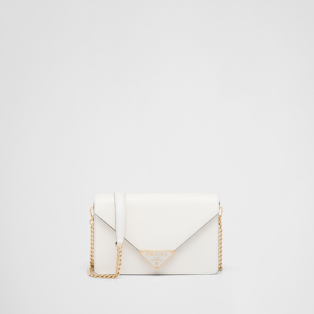 ホワイト サフィアーノレザー ショルダーバッグ | Prada