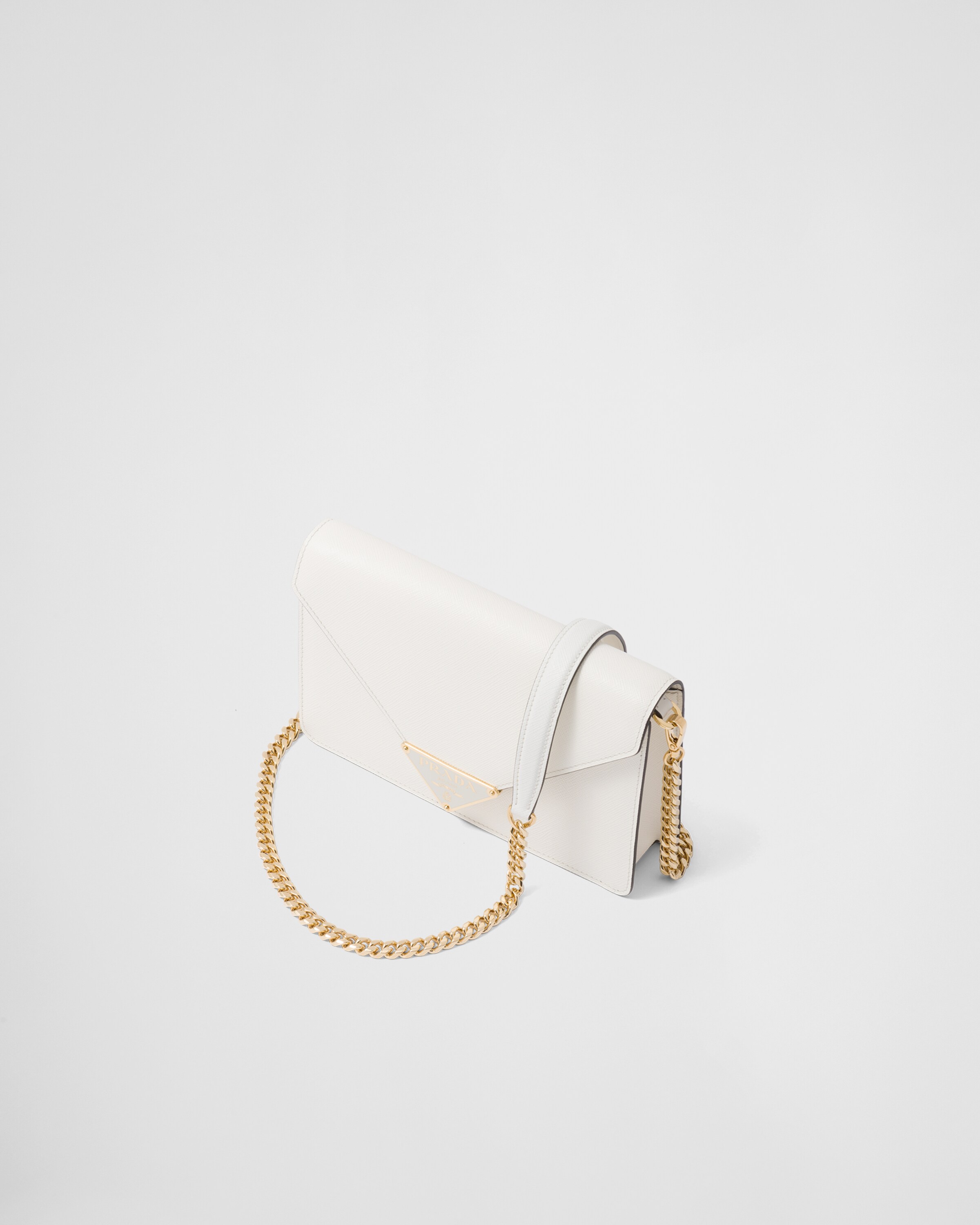 White Prada Saffiano Soft Calf Crossbody Bag