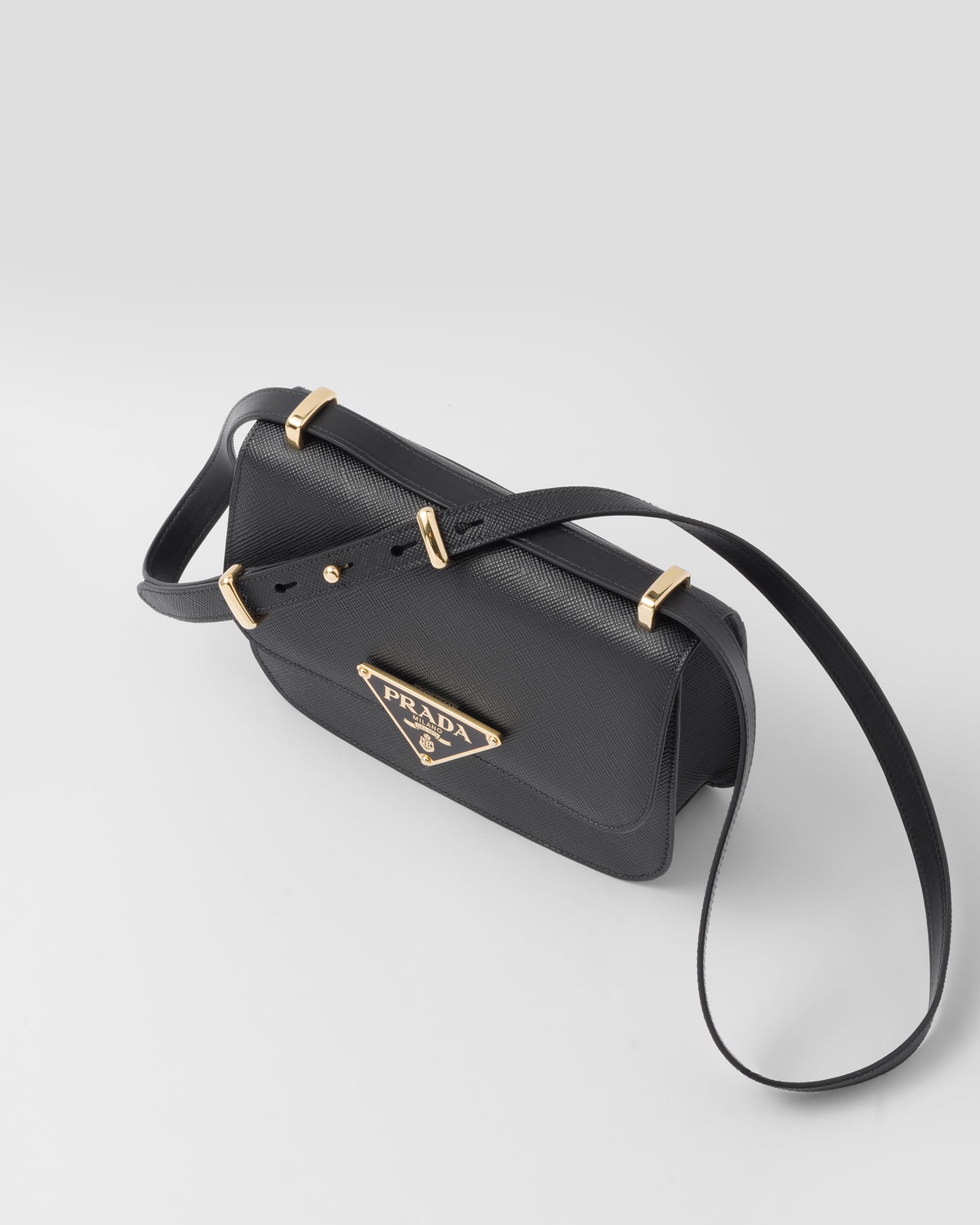 PRADA Saffiano Flap Shoulder Bag Fuoco 408873