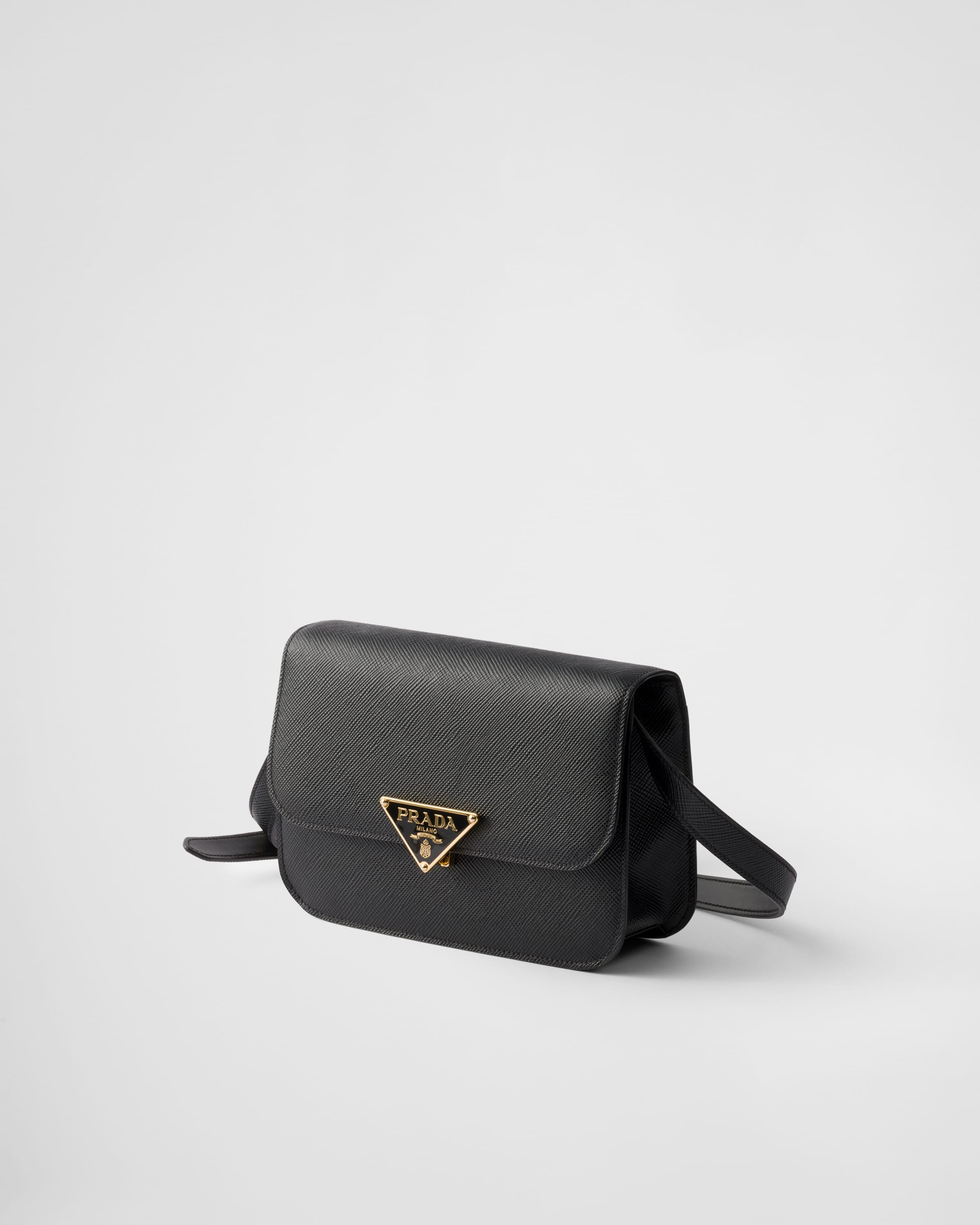 Prada Triangle Logo Shoulder Bag Shoulder Bags Black In Black
