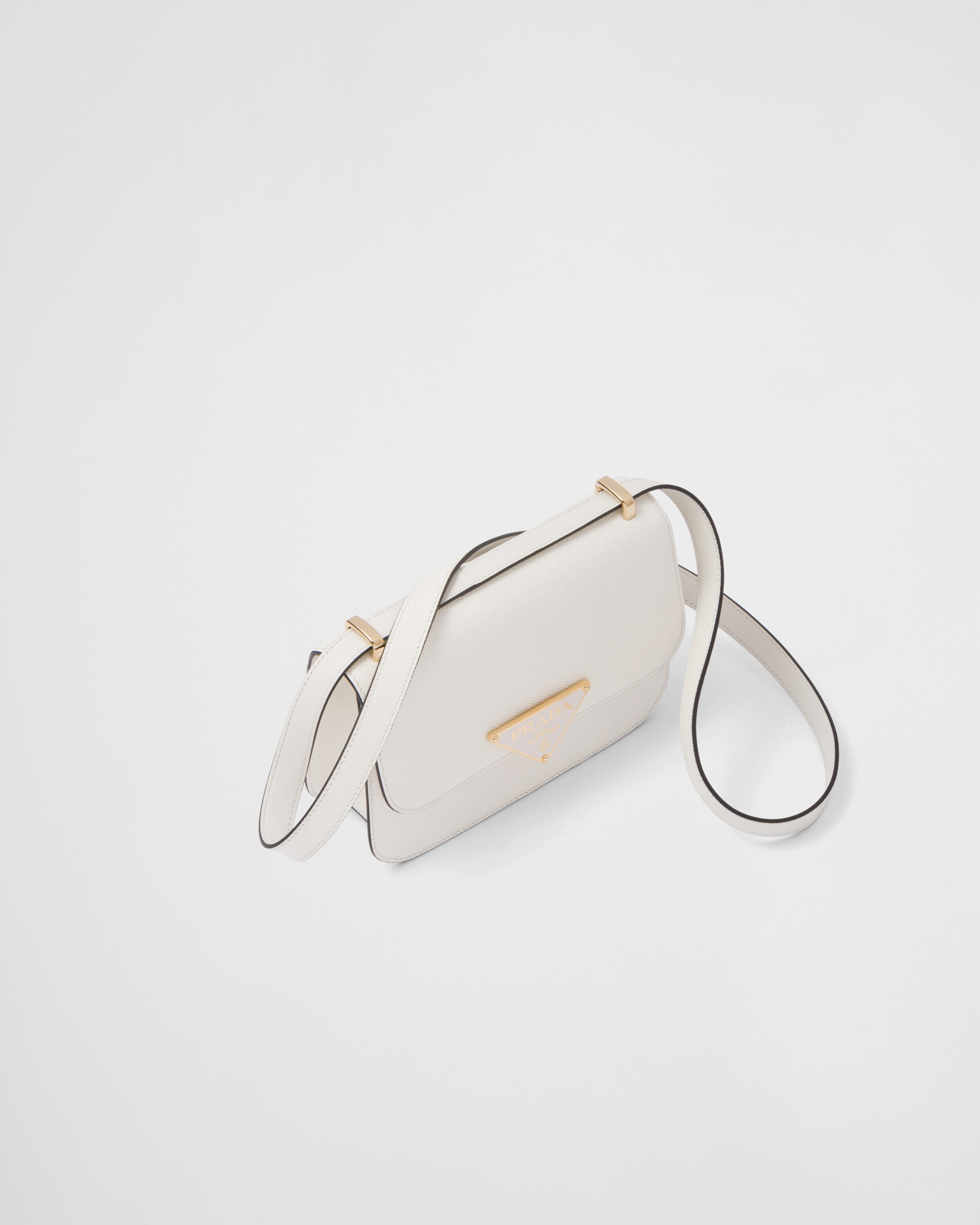 White Prada Emblème Saffiano Shoulder Bag