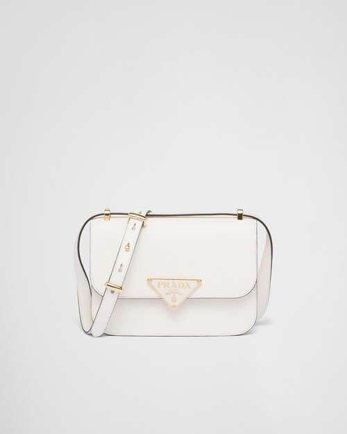 White Prada Emblème Saffiano shoulder bag | Prada