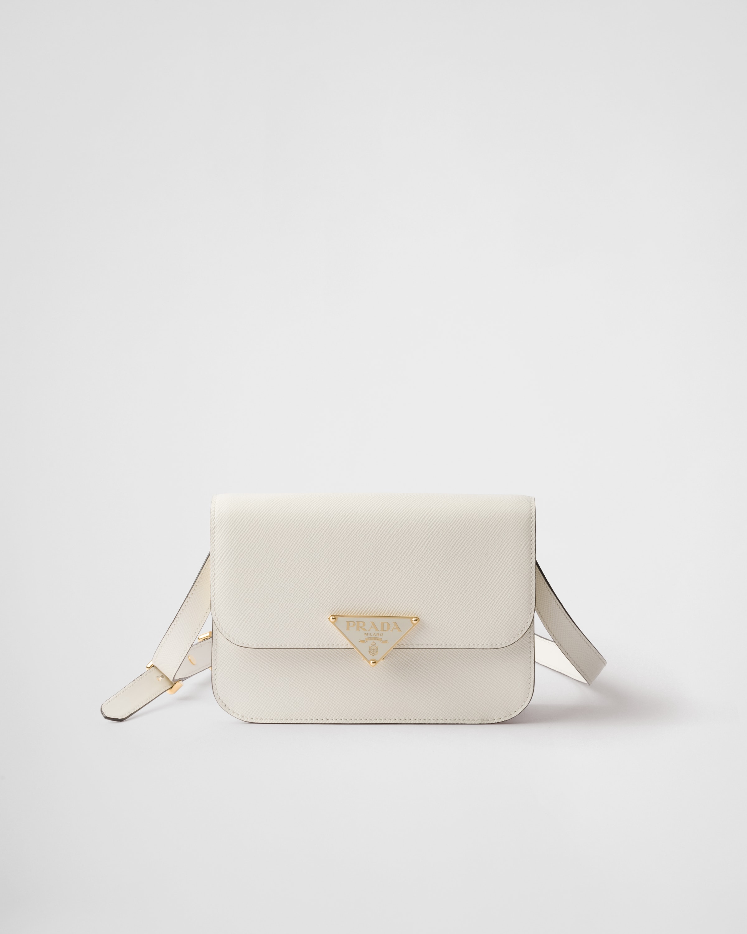 White Saffiano Leather Flap Shoulder Bag | PRADA White Saffiano Leather Flap Shoulder Bag | PRADA