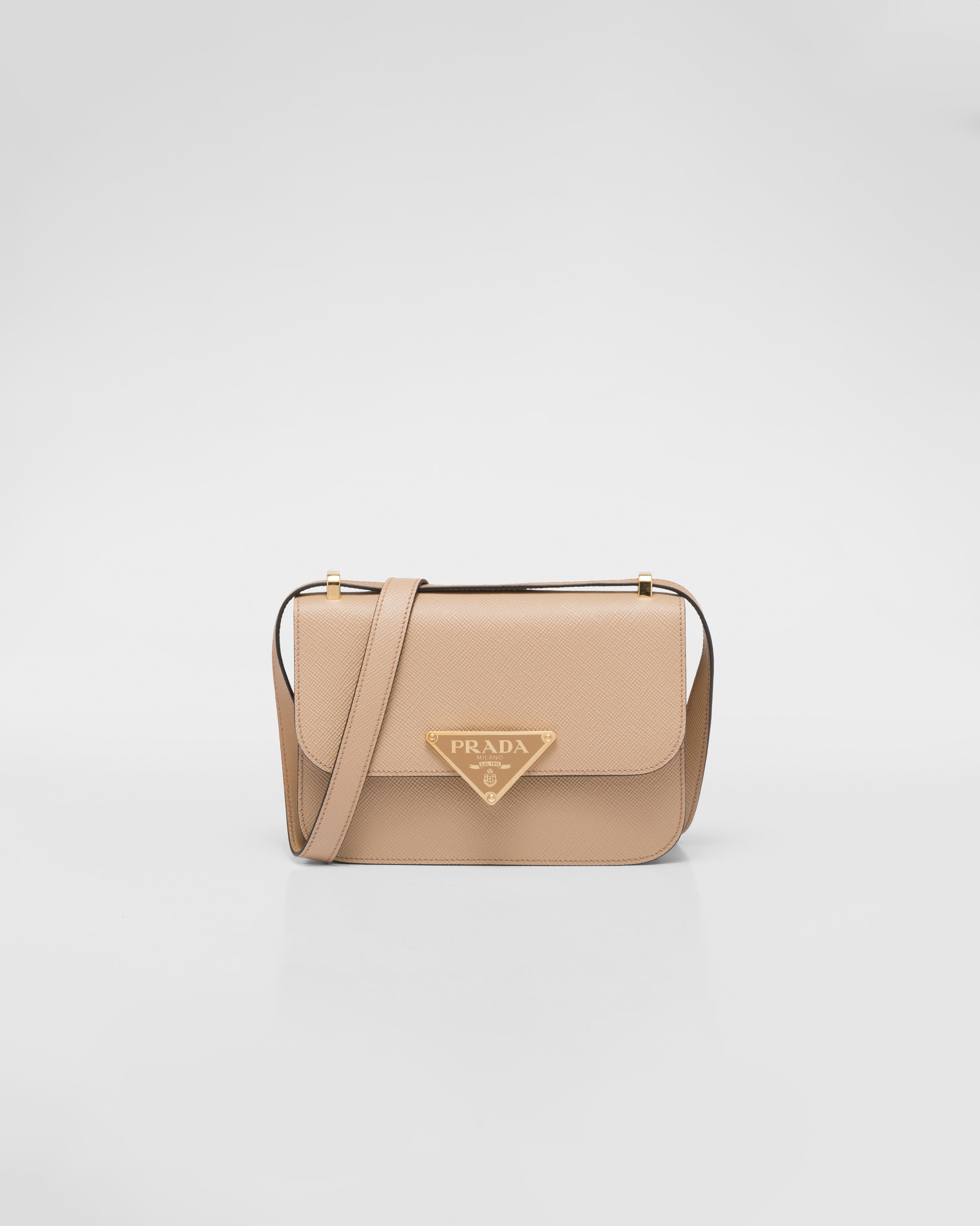 Sand Beige Prada Emblème Saffiano shoulder bag | Prada Sand Beige Prada Emblème Saffiano shoulder bag | Prada