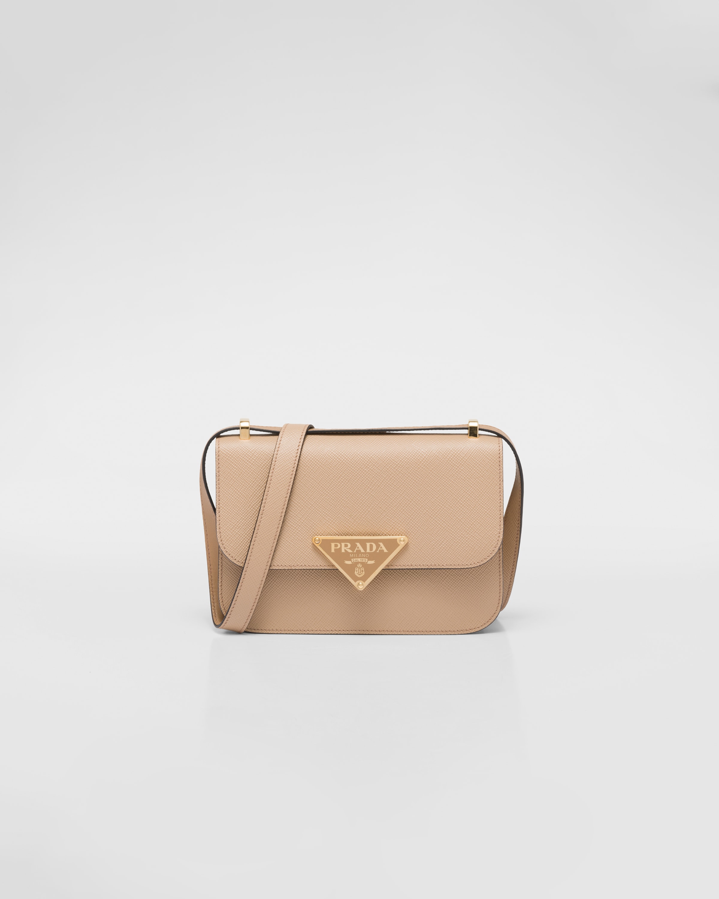 Sand Beige Prada Emblème Saffiano shoulder bag | Prada