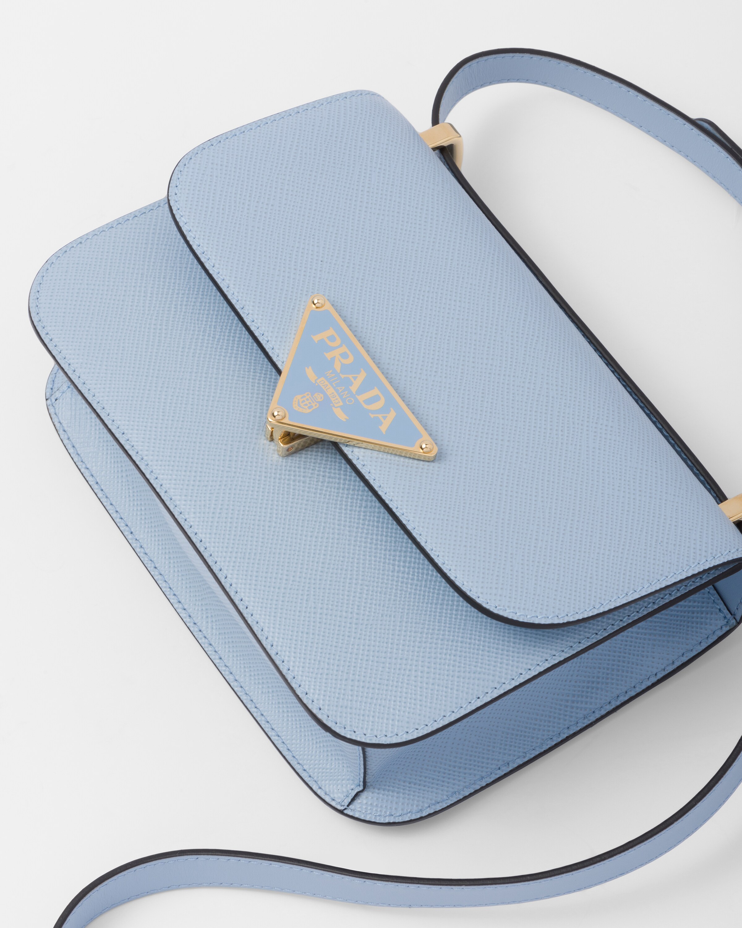 Light Blue Prada Embleme Saffiano Shoulder Bag PRADA