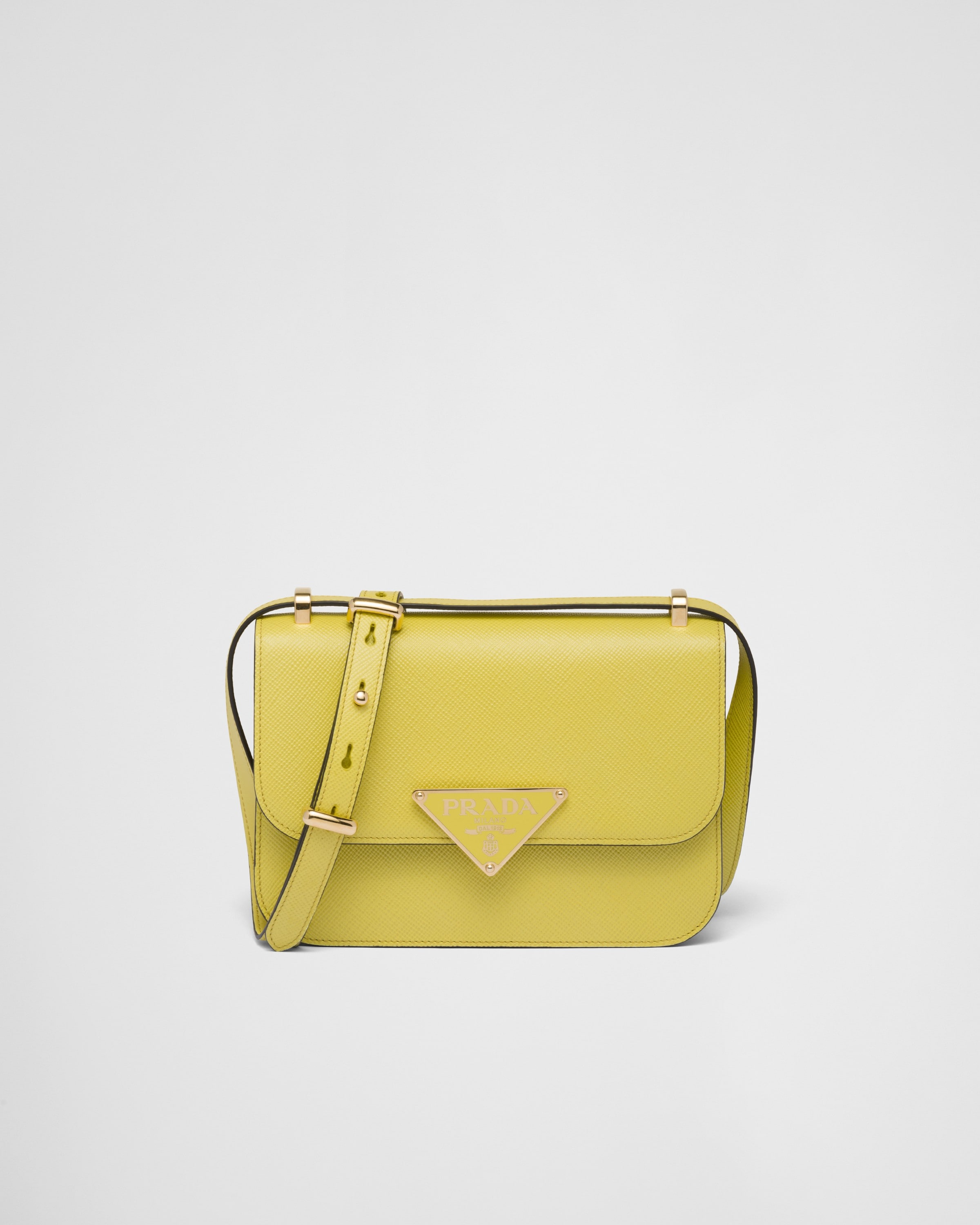 Citron Yellow Prada Emblème Saffiano Shoulder Bag