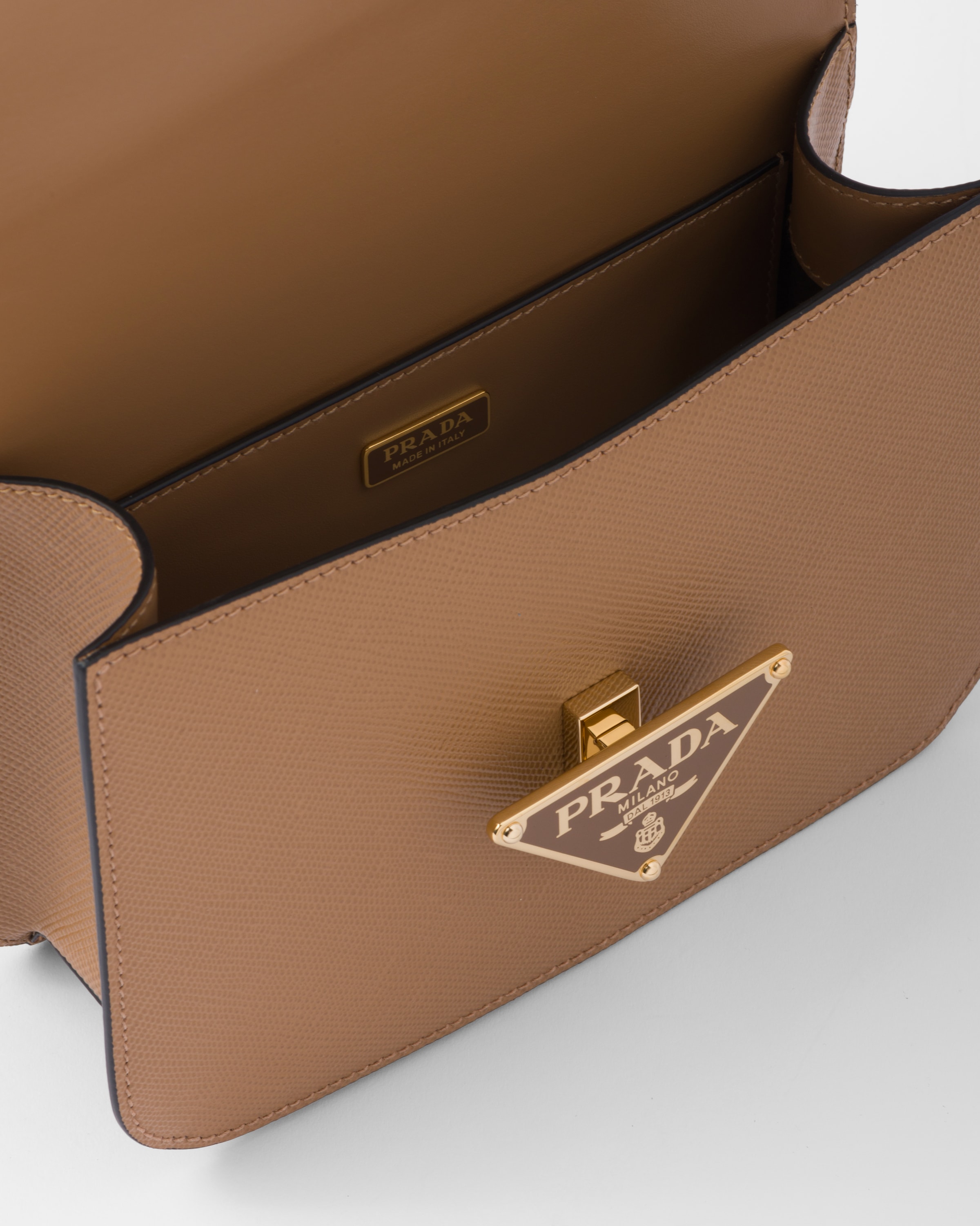 Caramel Prada Embleme Saffiano Shoulder Bag PRADA