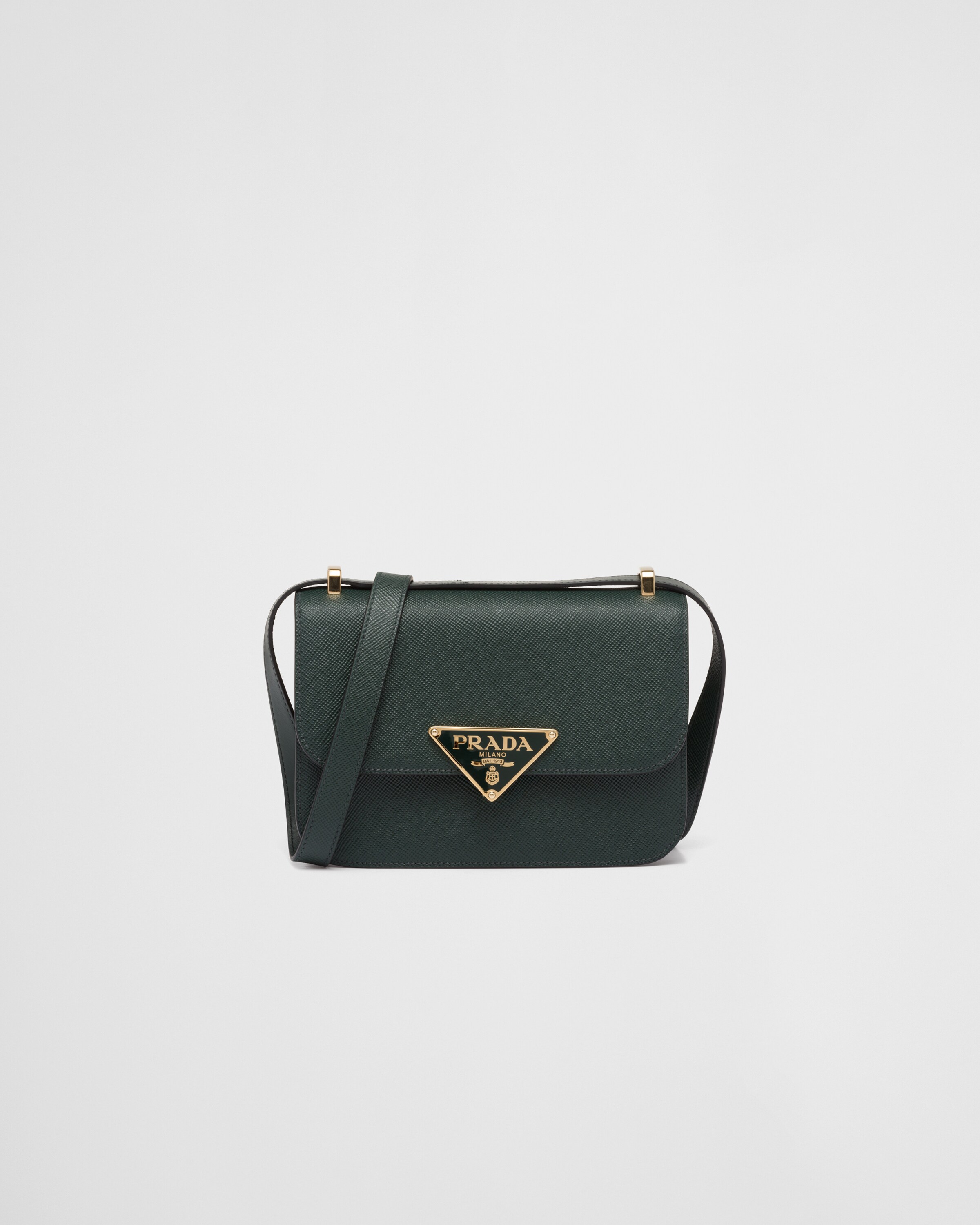 Emerald Green Prada Embleme Saffiano Shoulder Bag PRADA