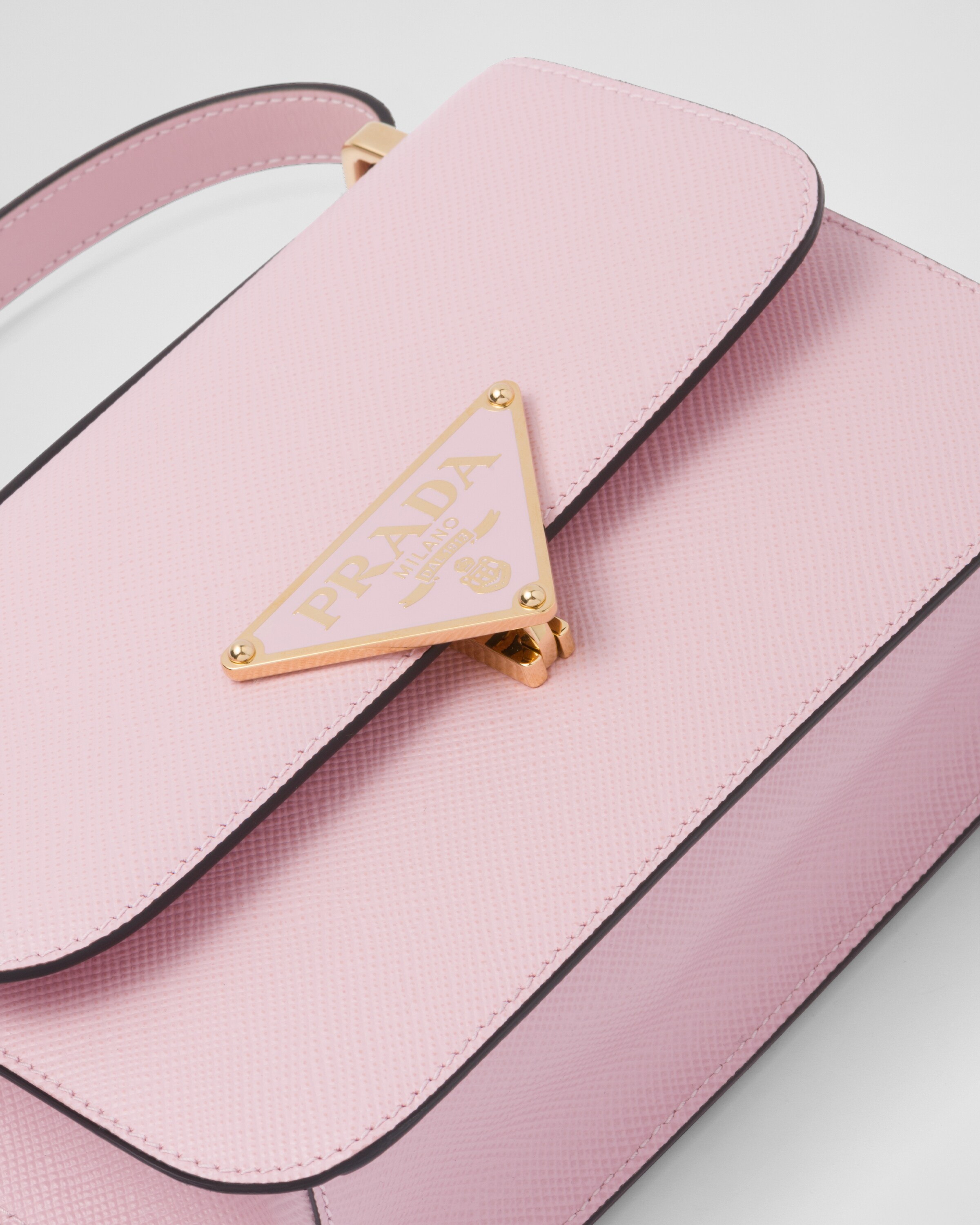 Alabaster Pink Prada Embleme Saffiano Shoulder Bag PRADA