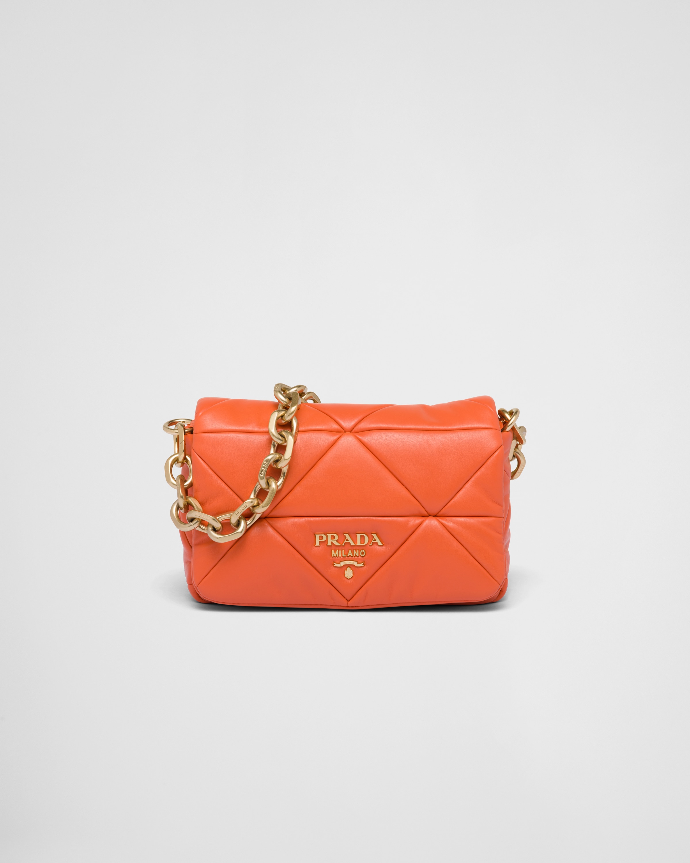 Orange Prada System nappa patchwork shoulder bag | Prada