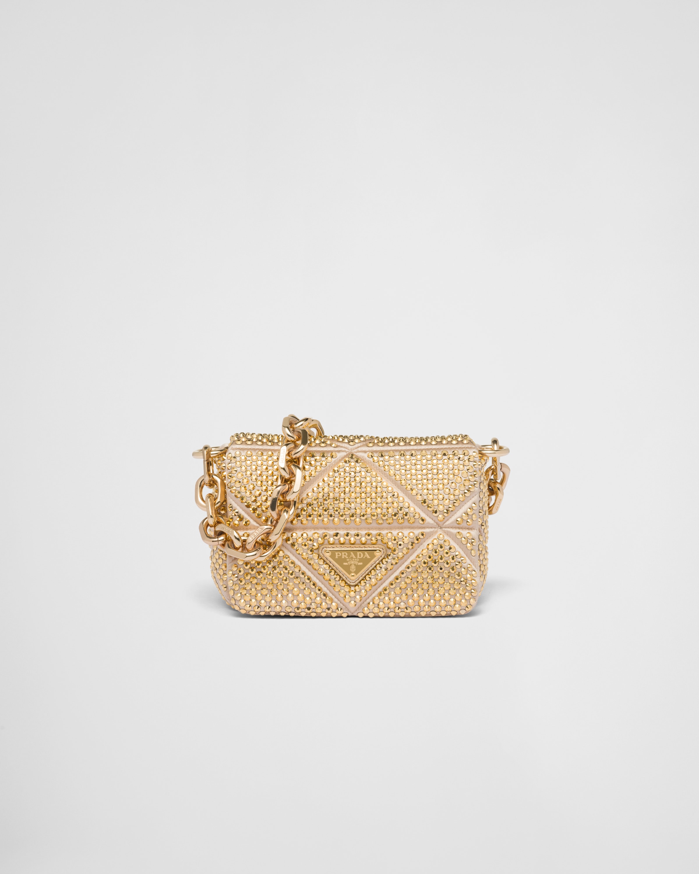 Platinum Satin mini-bag with crystals | Prada