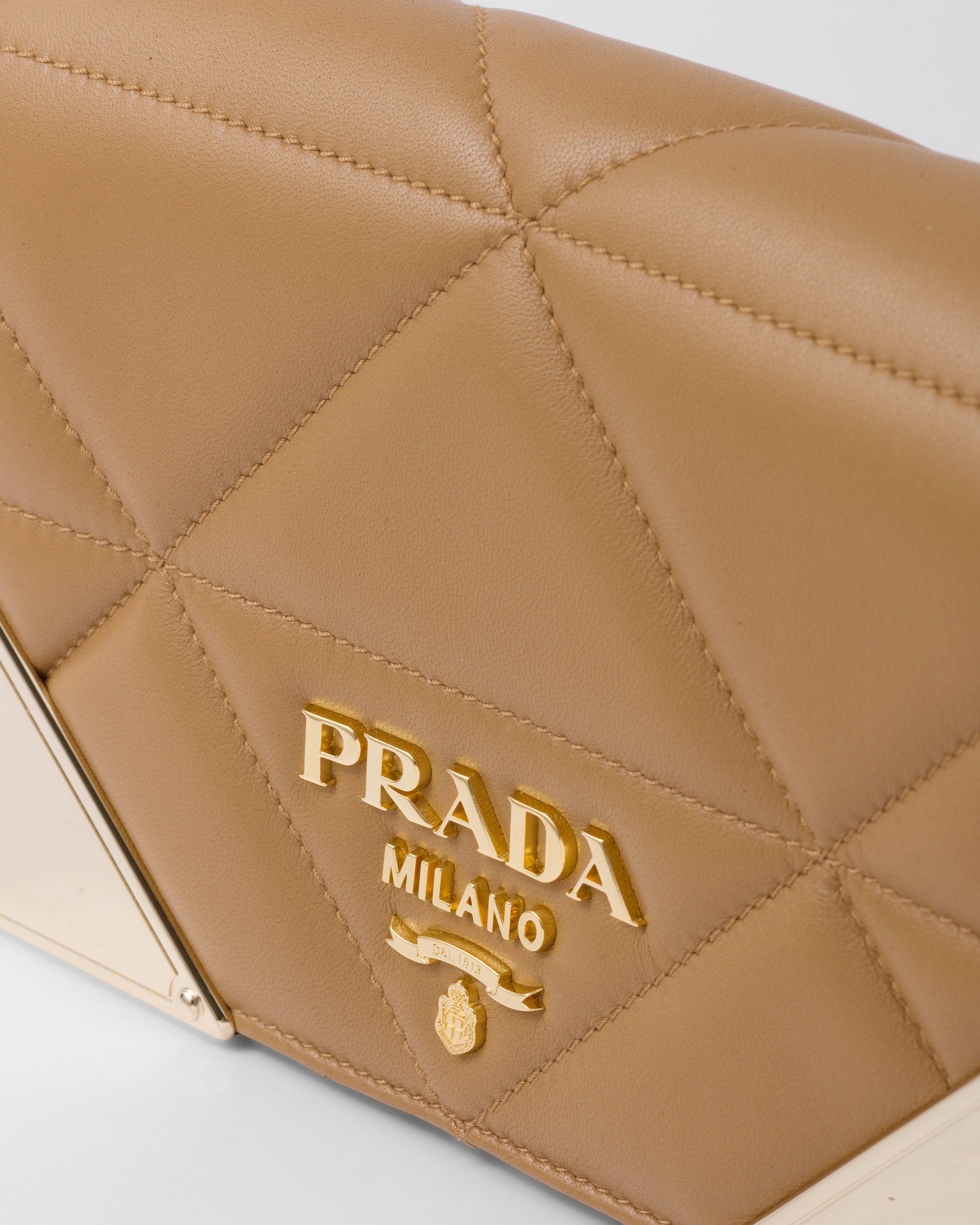 Caramel Quilted nappa leather shoulder bag Prada