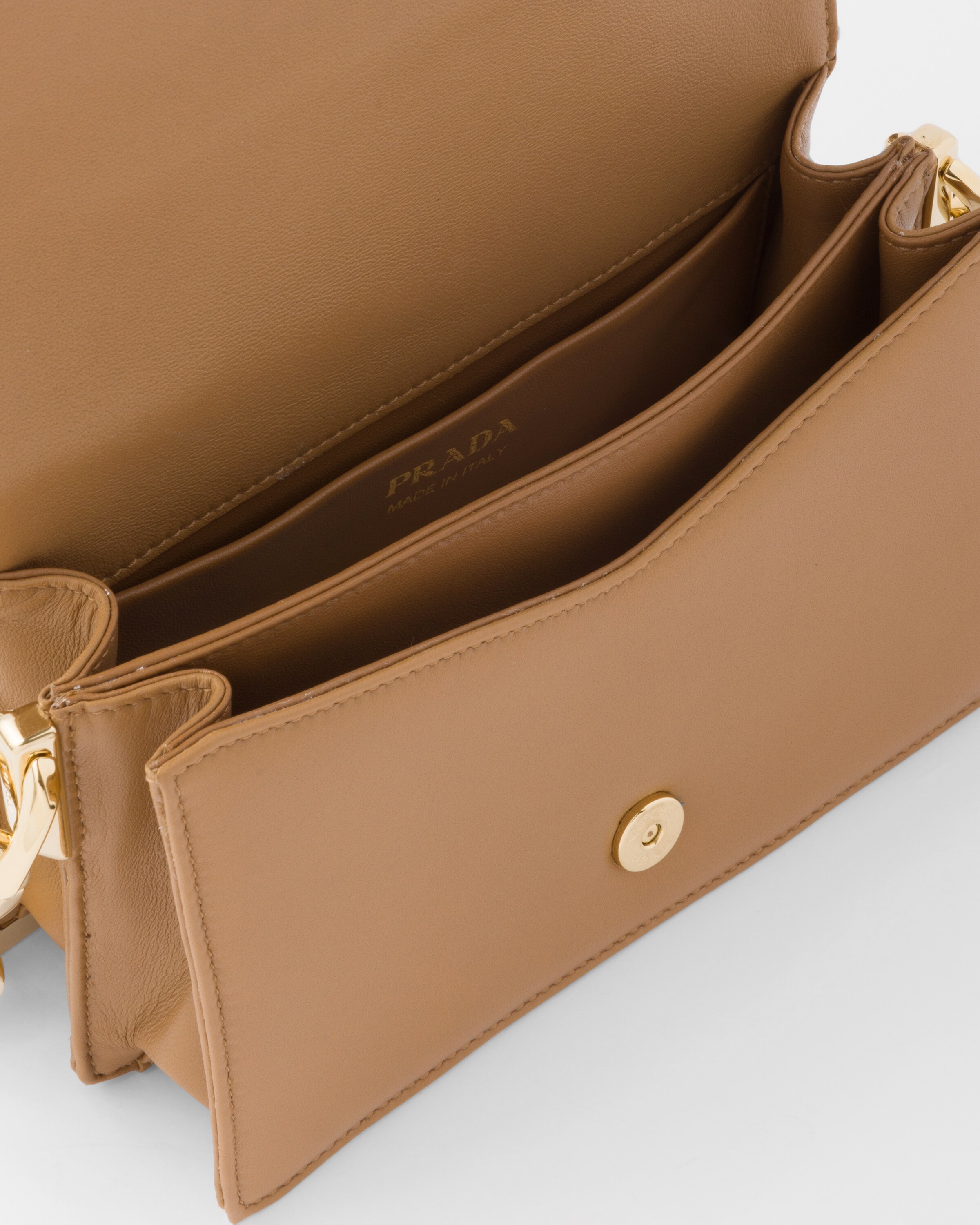 Caramel Quilted nappa leather shoulder bag Prada