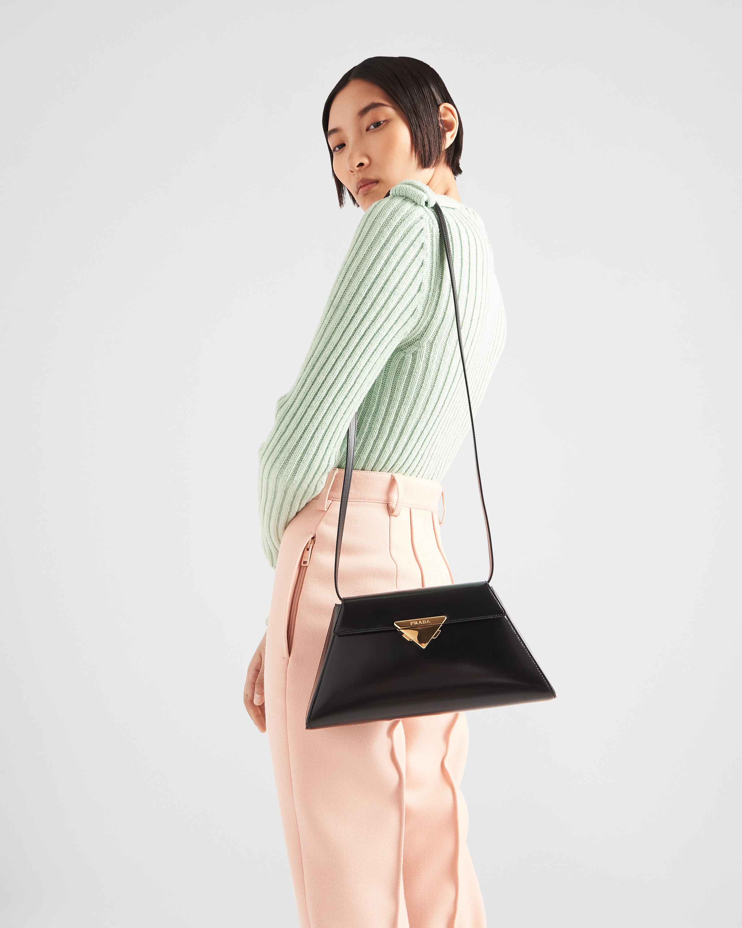 Medium brushed leather handbag