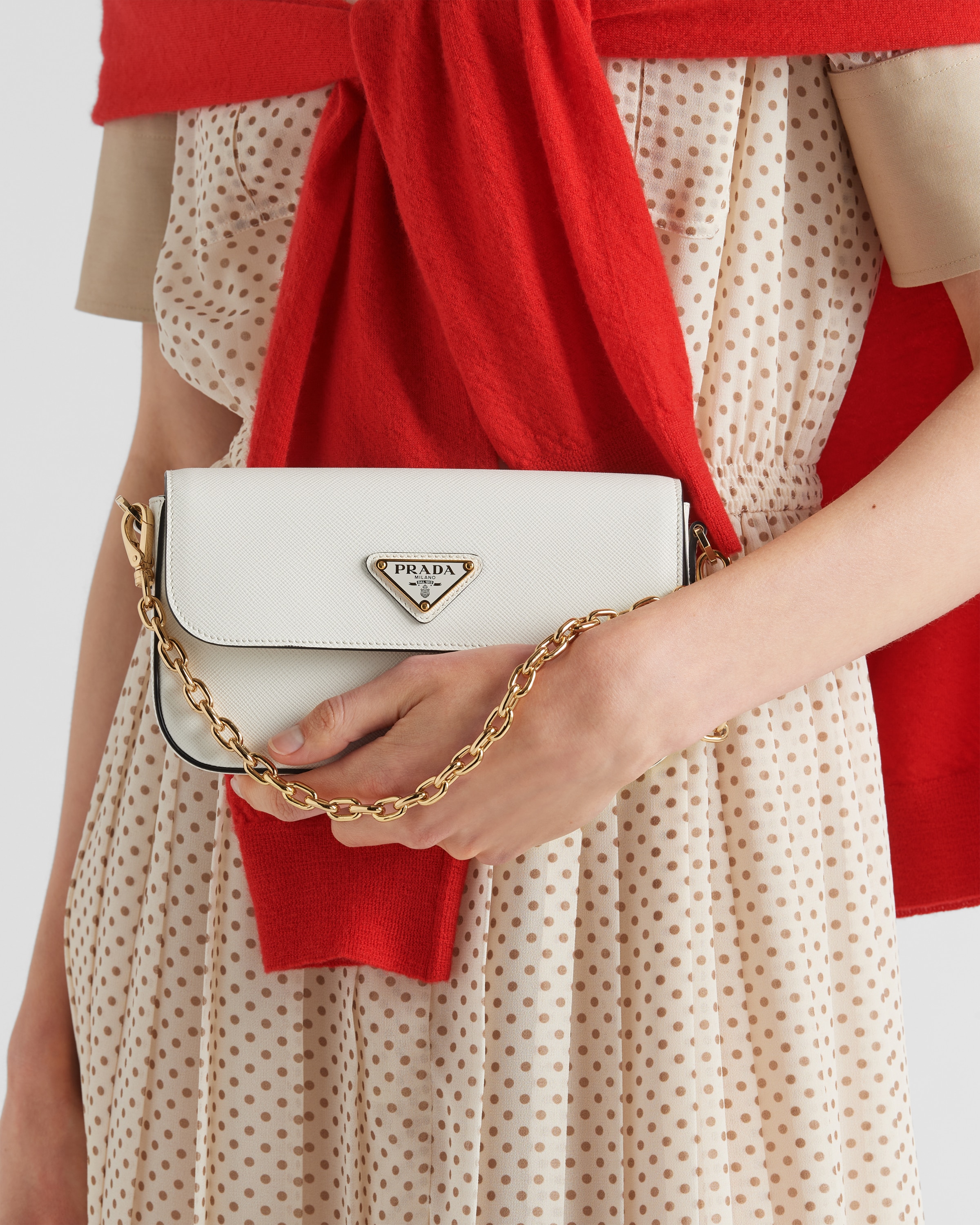 White Saffiano Leather Mini bag PRADA