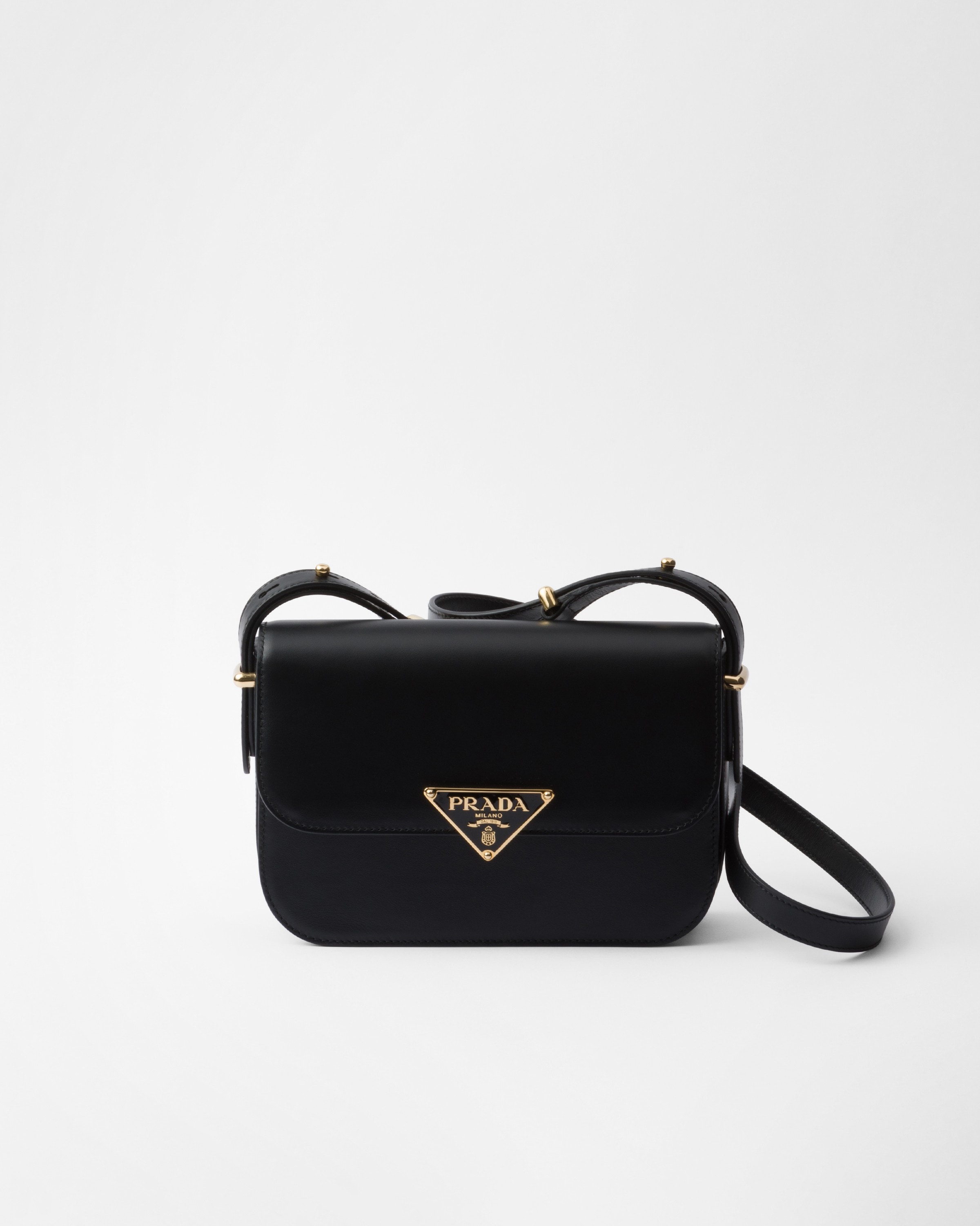 Prada Leather Shoulder Bag In Black